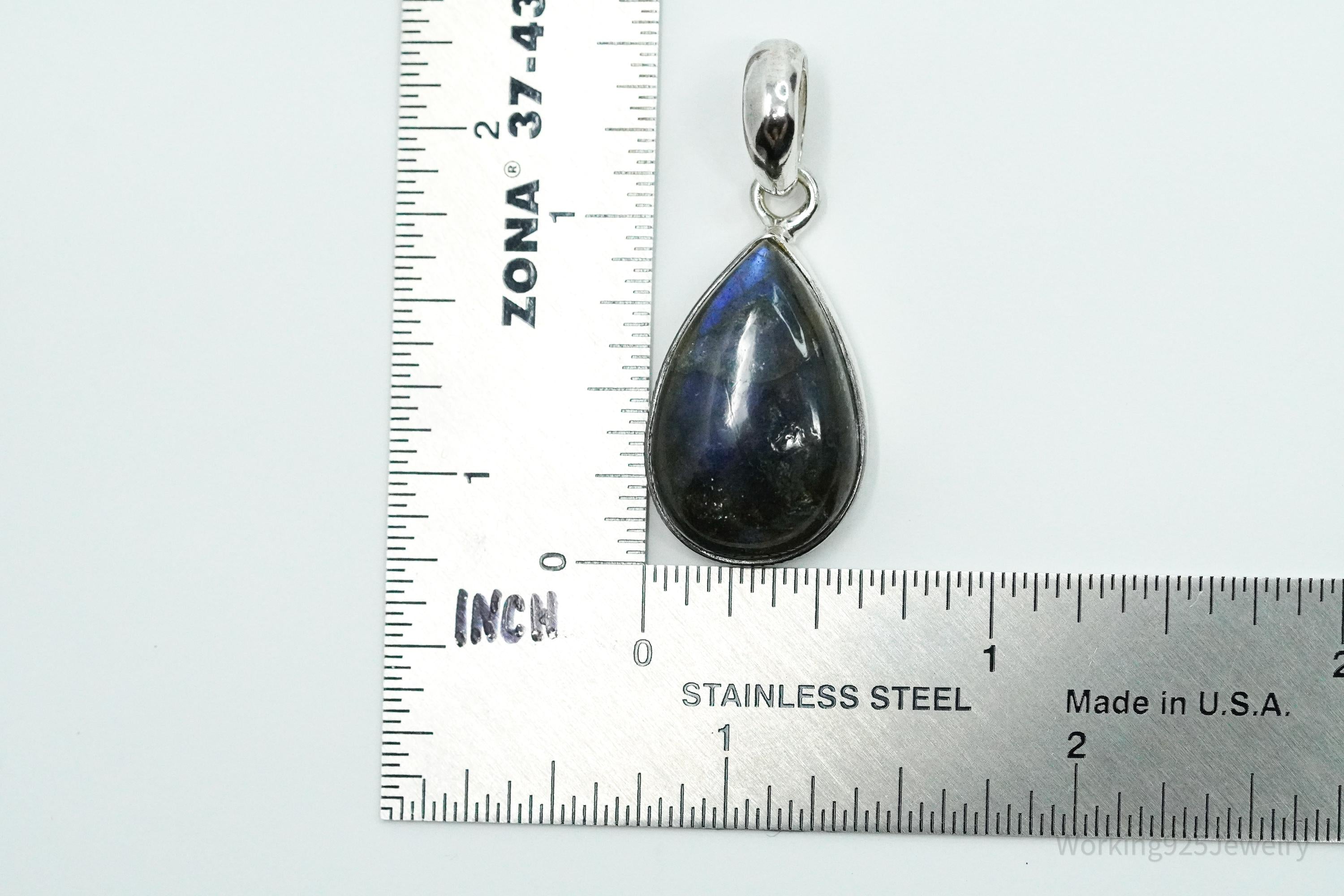 Vintage Labradorite Sterling Silver Necklace Pendant