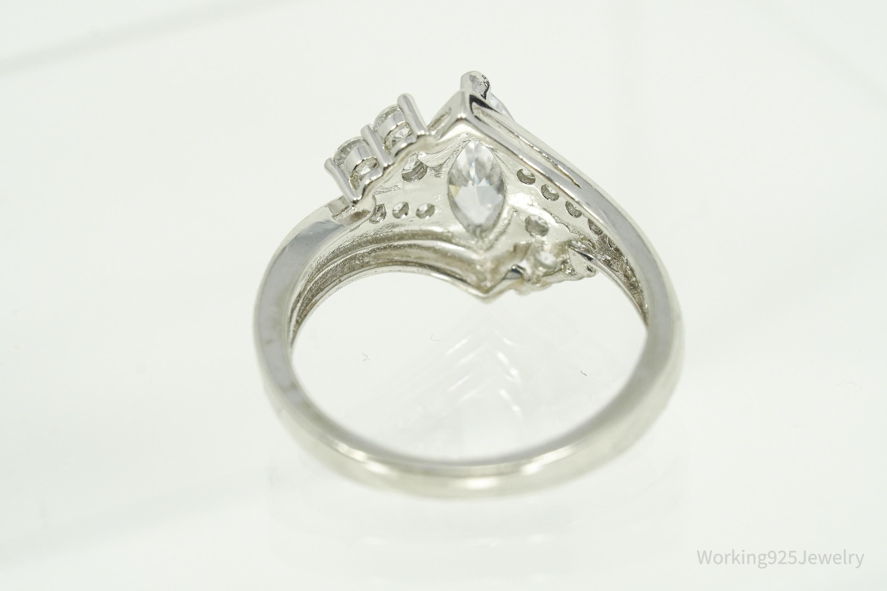 Vintage Cubic Zirconia Sterling Silver Ring Size 8.25