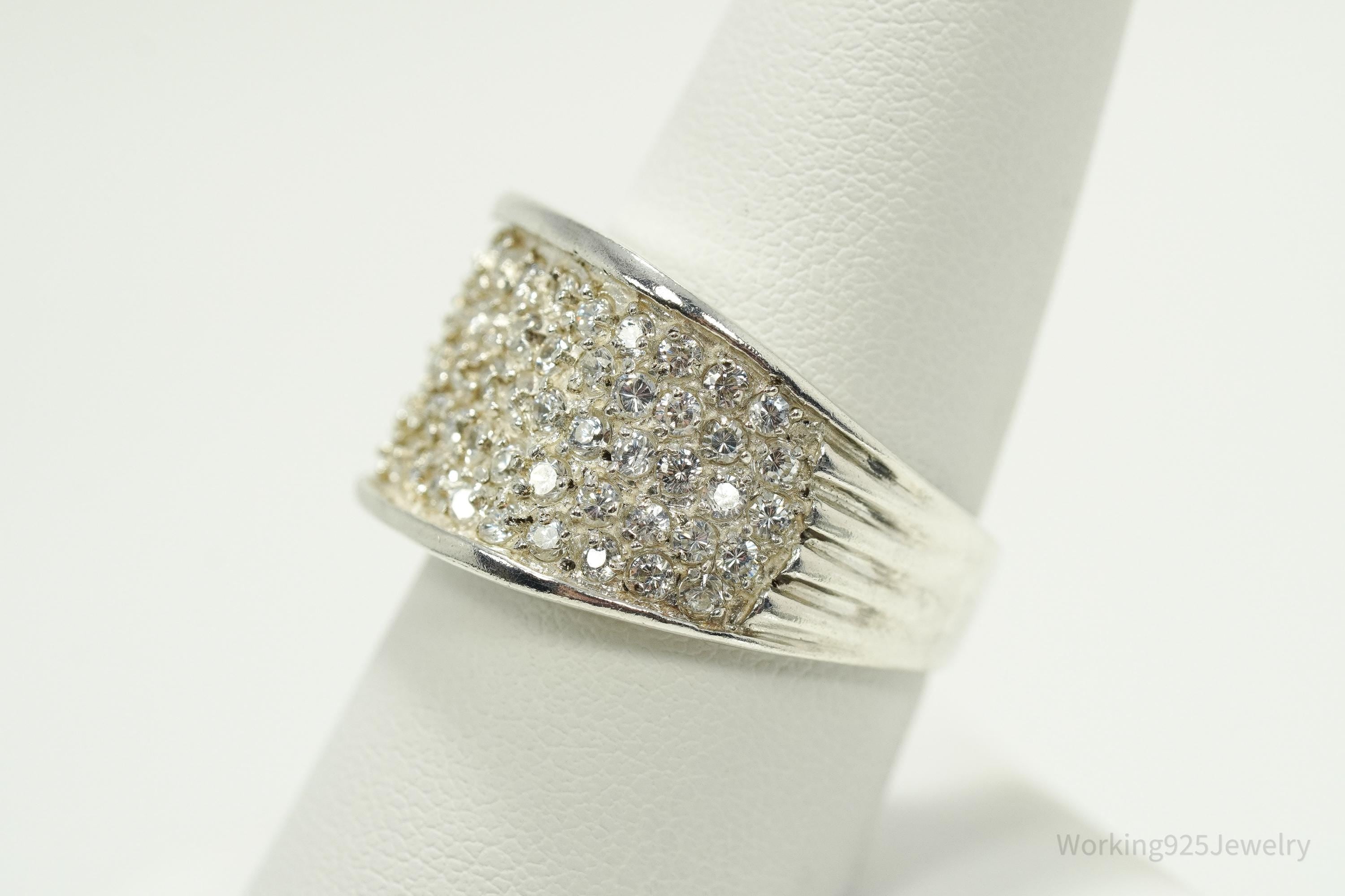 Vintage SETA Cubic Zirconia Sterling Silver Band Ring - Size 9