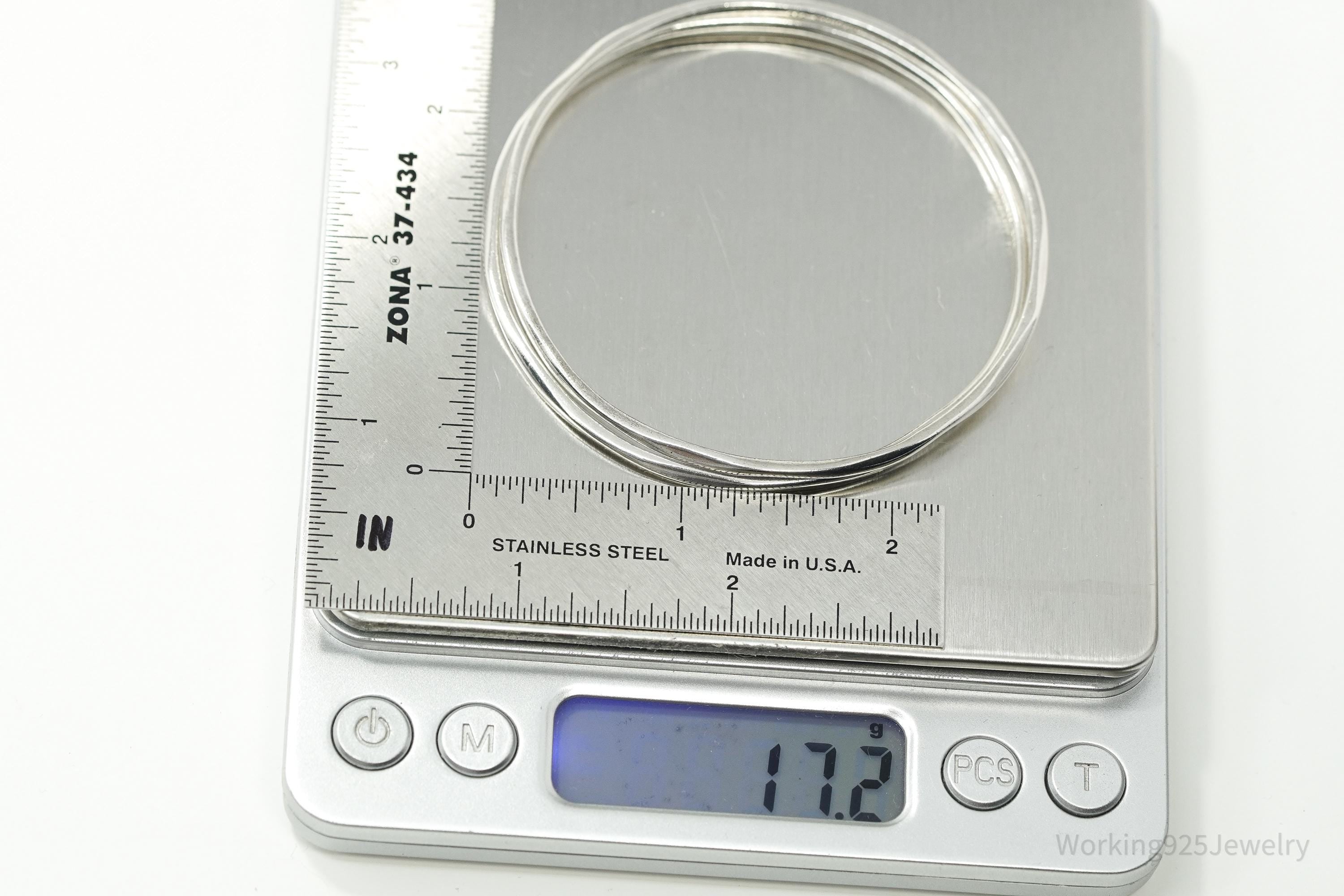 Vintage Designer Ippolita Sterling Silver Bangle Stacker Bracelets Set 7.75"