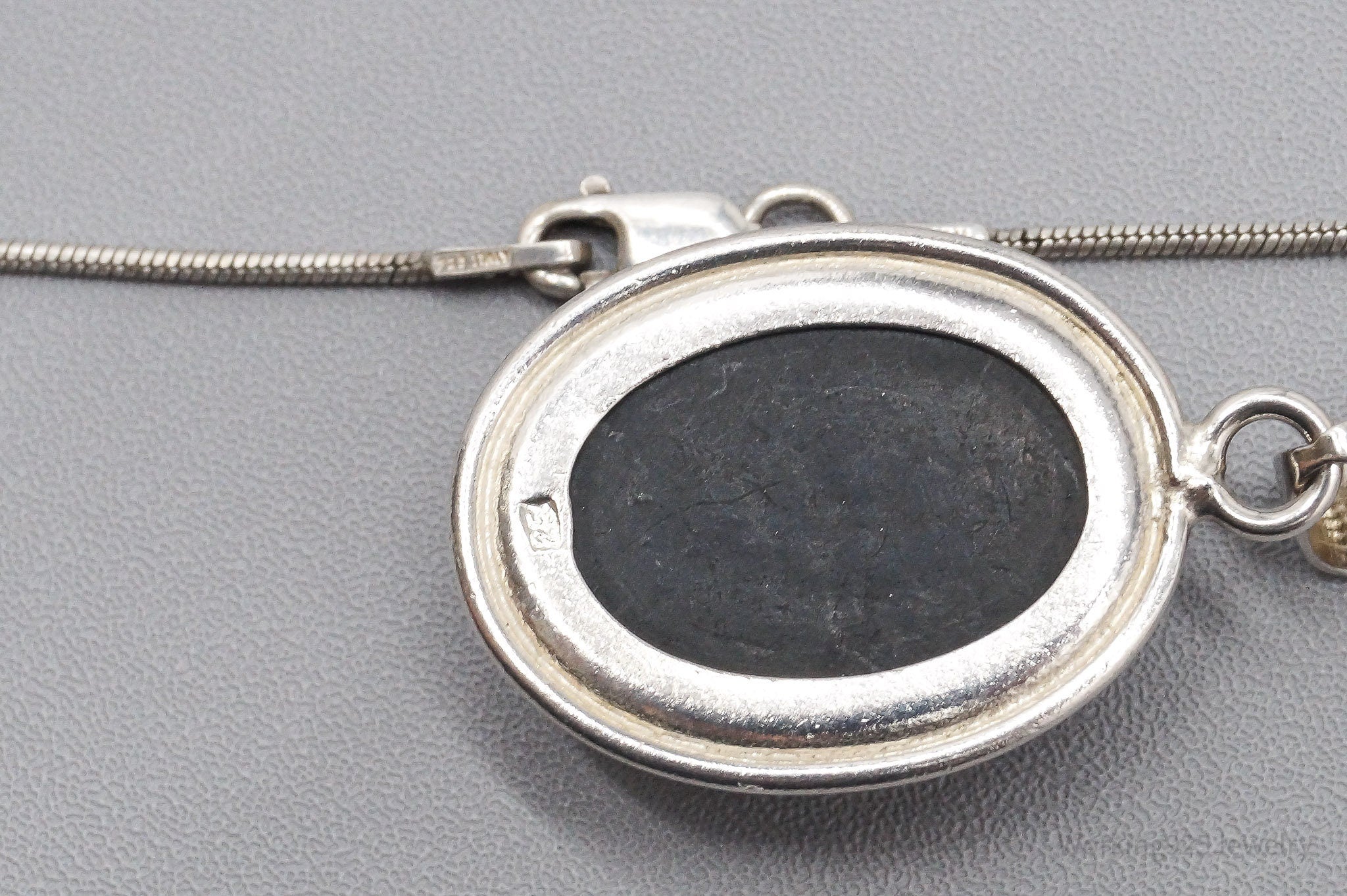 Vintage Large Amber Sterling Silver Chain Necklace 20"