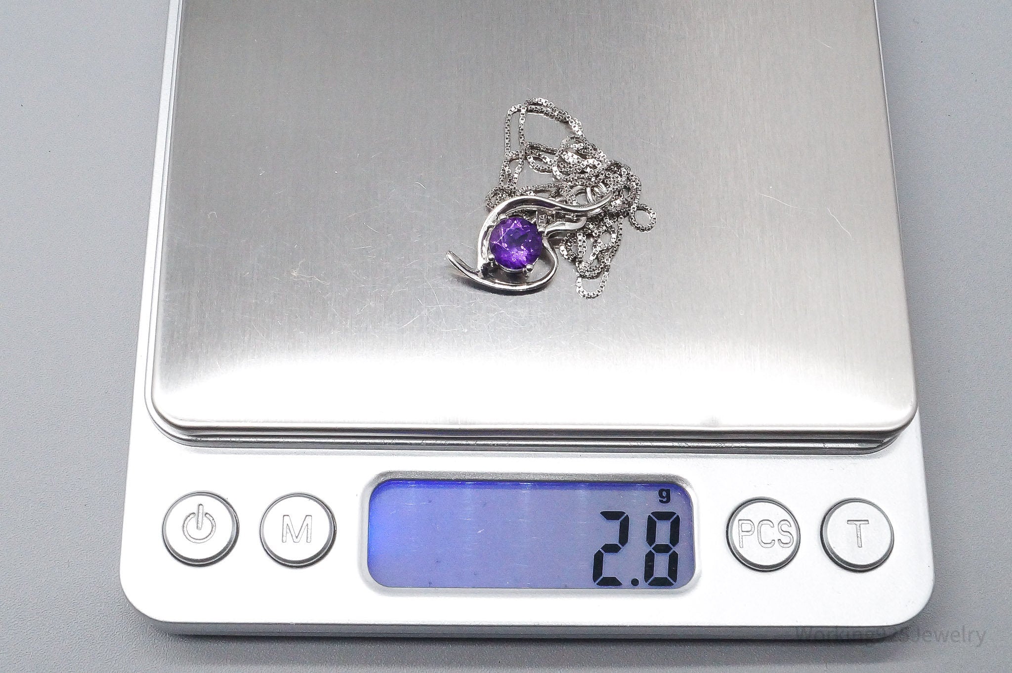 Vintage Purple Amethyst Sterling Silver Necklace 18"