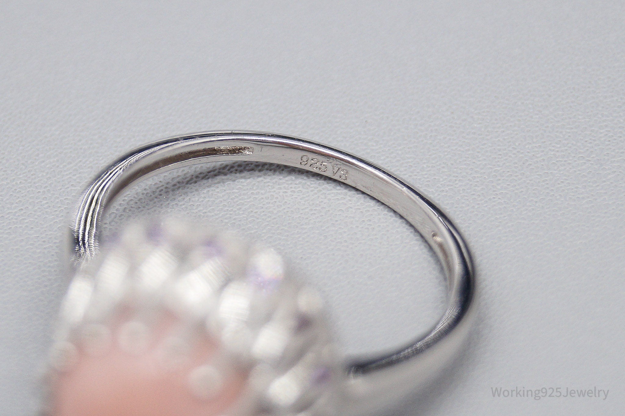 Vintage Pink Opal & Amethyst Sterling Silver Ring - Size 7