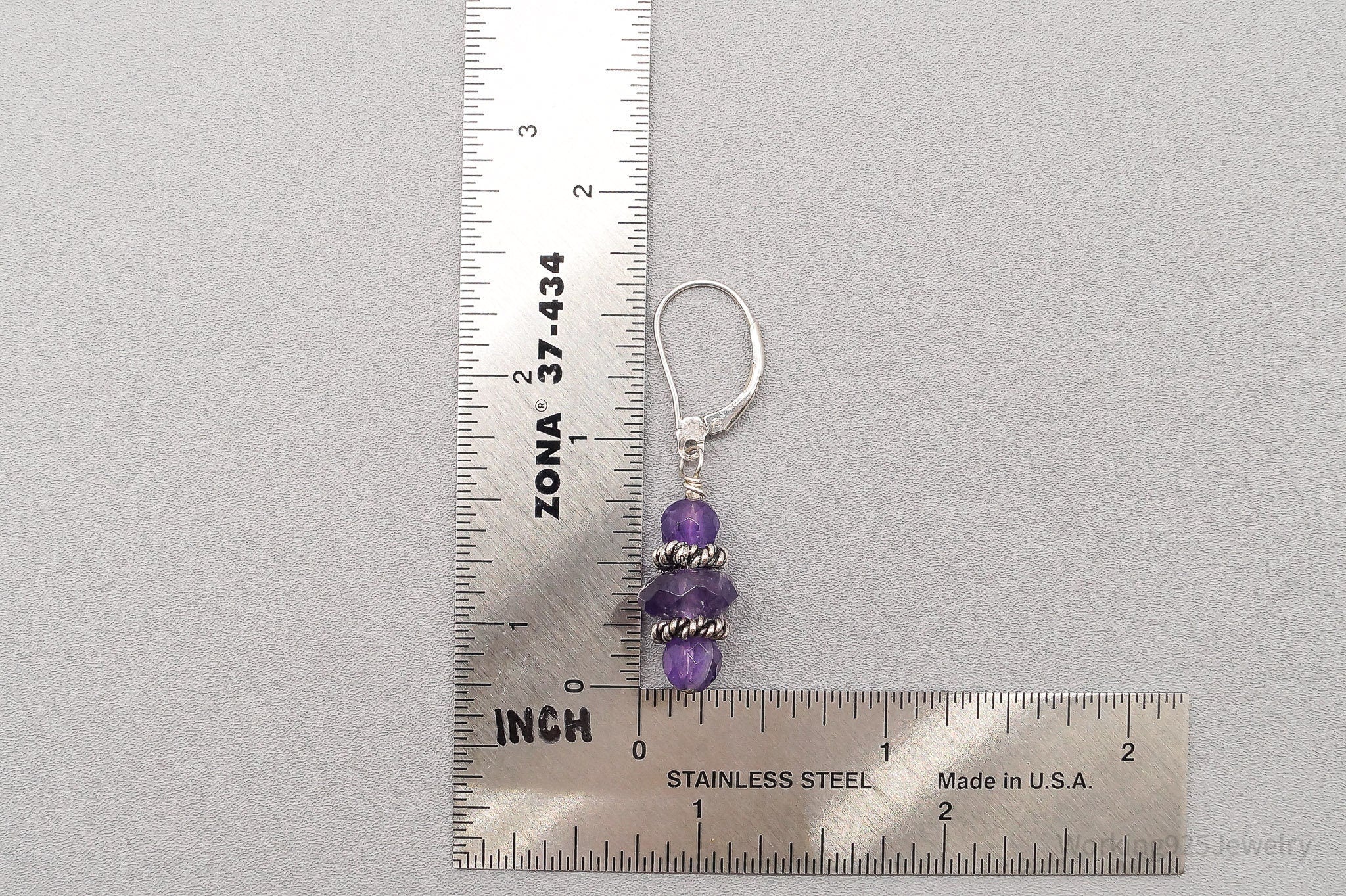 Vintage Amethyst Sterling Silver Dangle Earrings