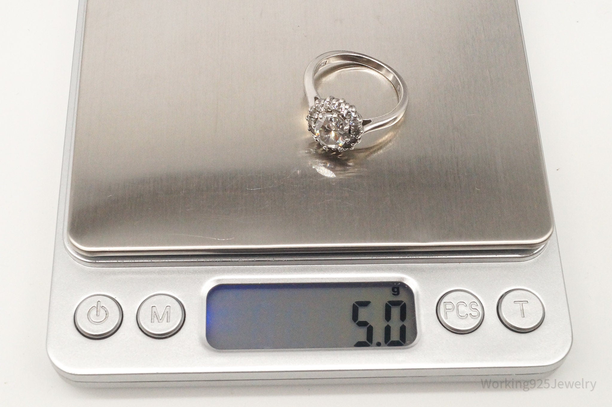 Vintage Cubic Zirconia Sterling Silver Ring - Size 9