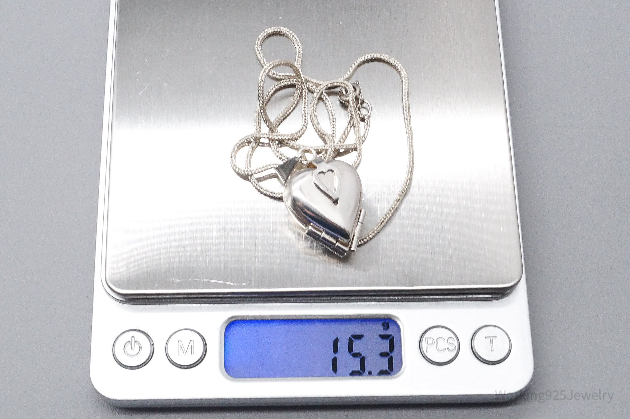 Vintage Large 4 Picture Heart Locket Sterling Silver Necklace 20"