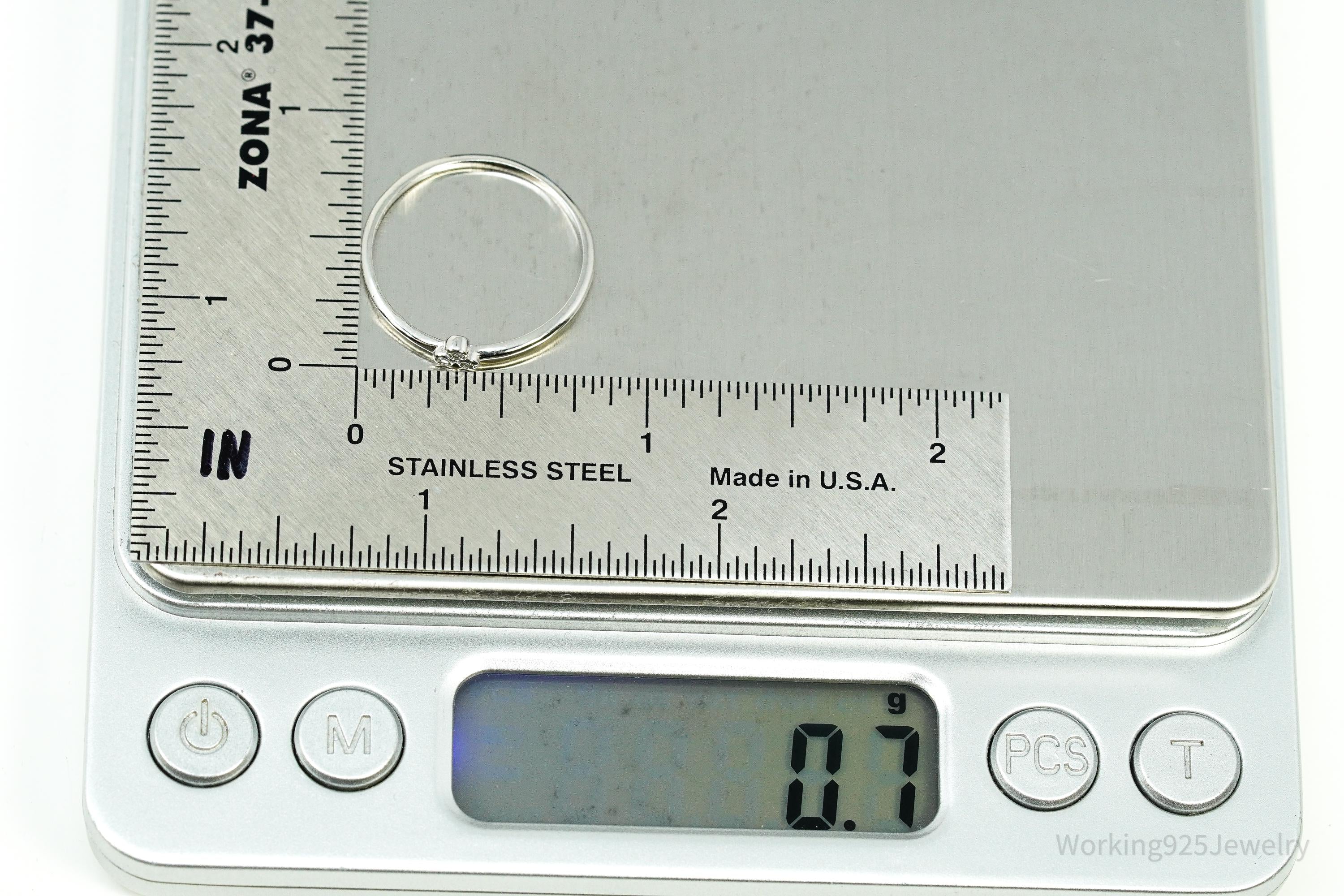 Vintage Cubic Zirconia Sterling Silver Ring Size 8.25