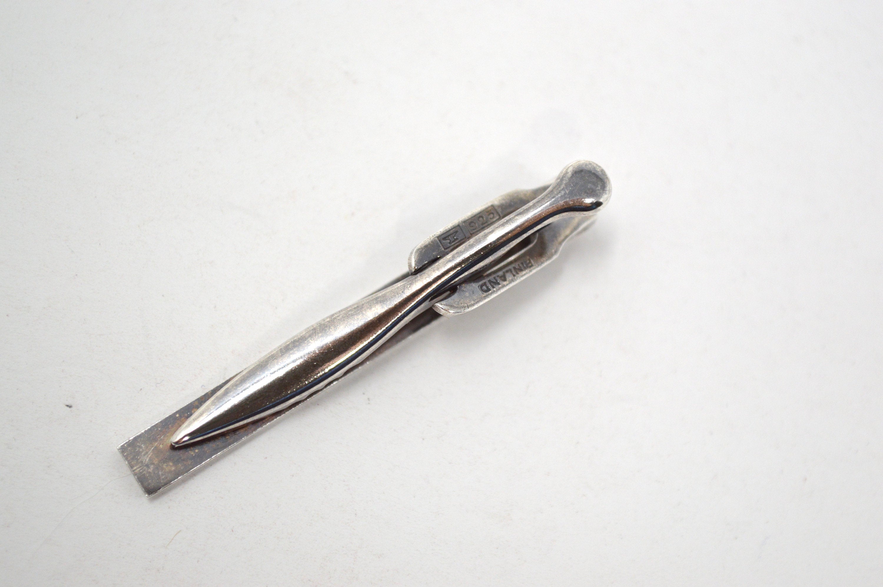 Vintage Modernist Designer Kupittaan Kulta Sterling Silver Tie Clip - Finland -