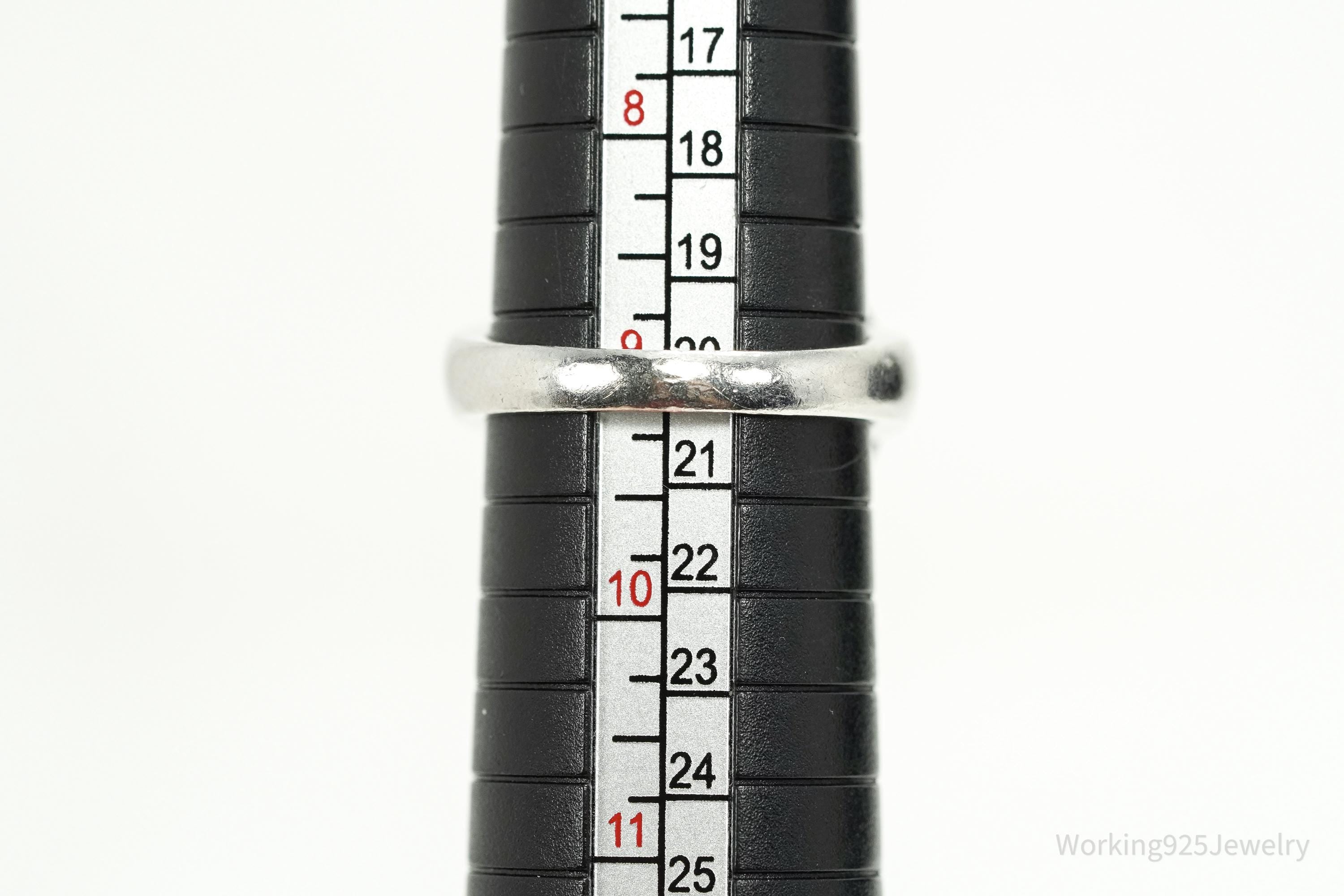 Vintage Designer Cubic Zirconia & Enamel Spiral Sterling Silver Ring - Size 9