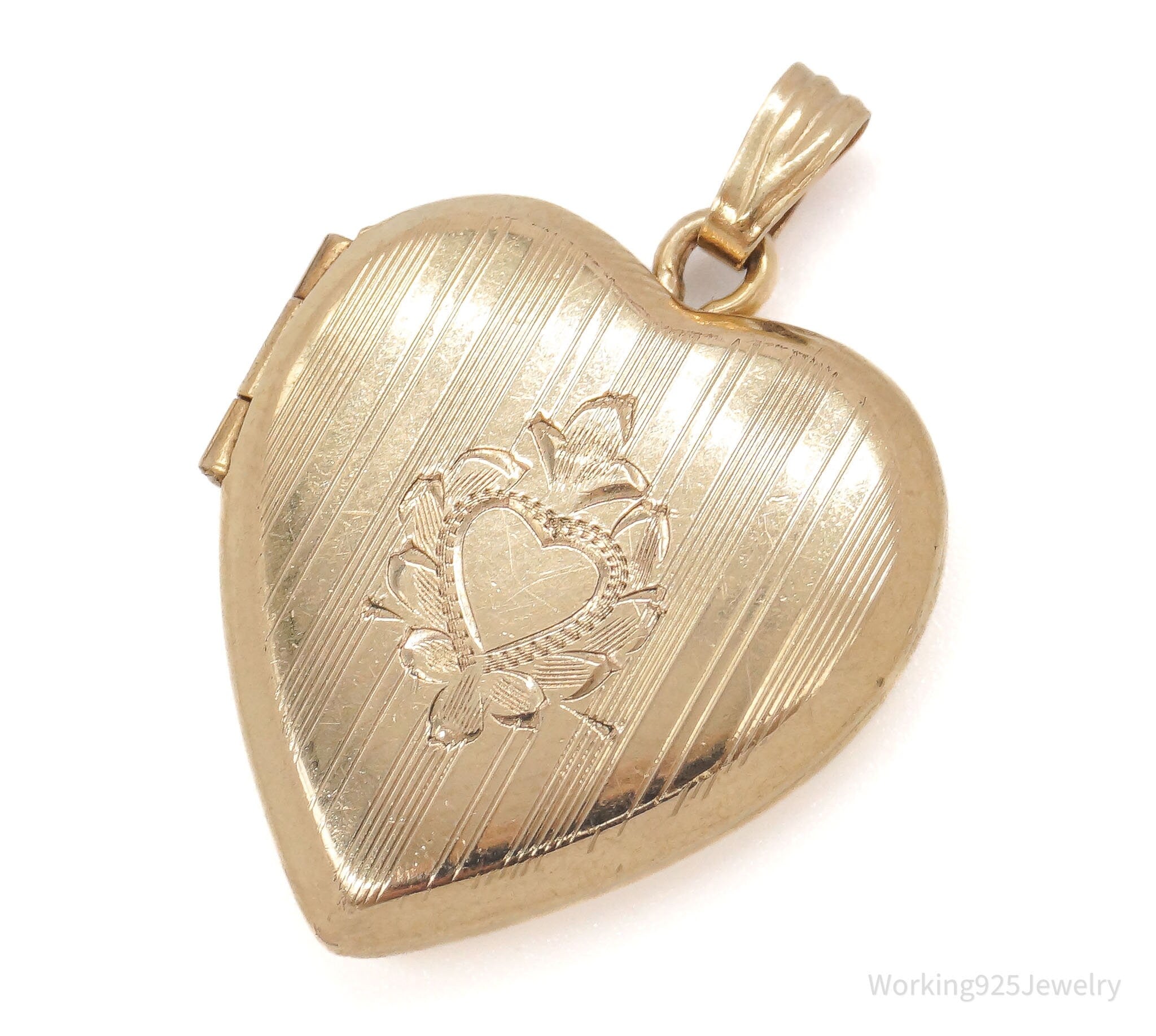 Vintage Mid Century HFB 12K Gold Filled Heart Locket Pendant