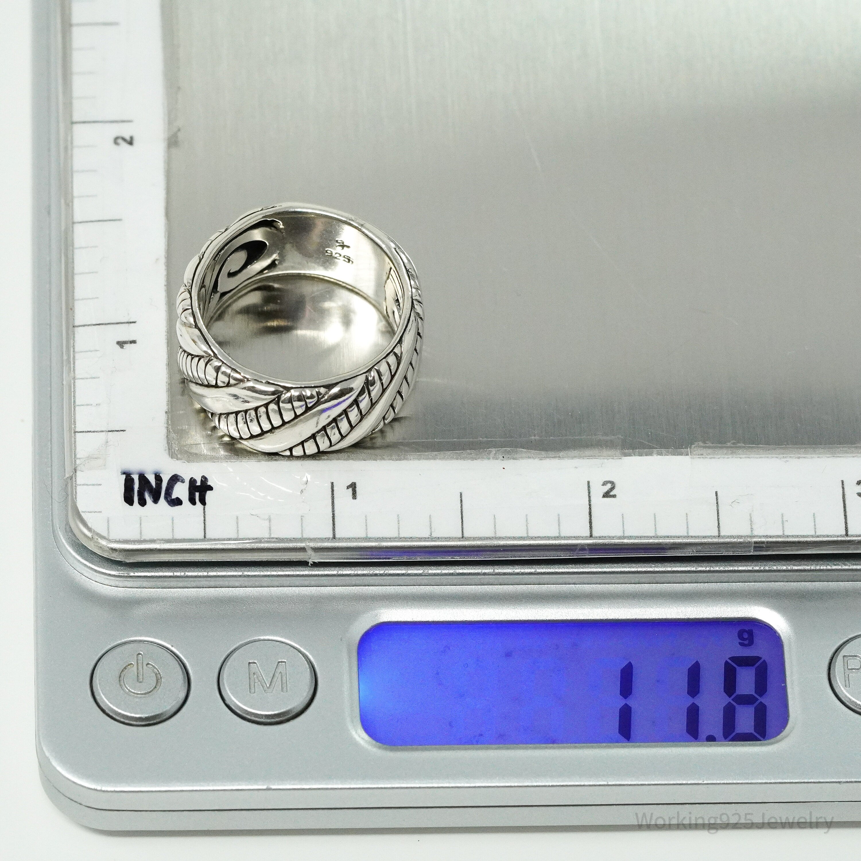 Vintage Designer Samuel B Sterling Silver Band Ring - Size 10.25