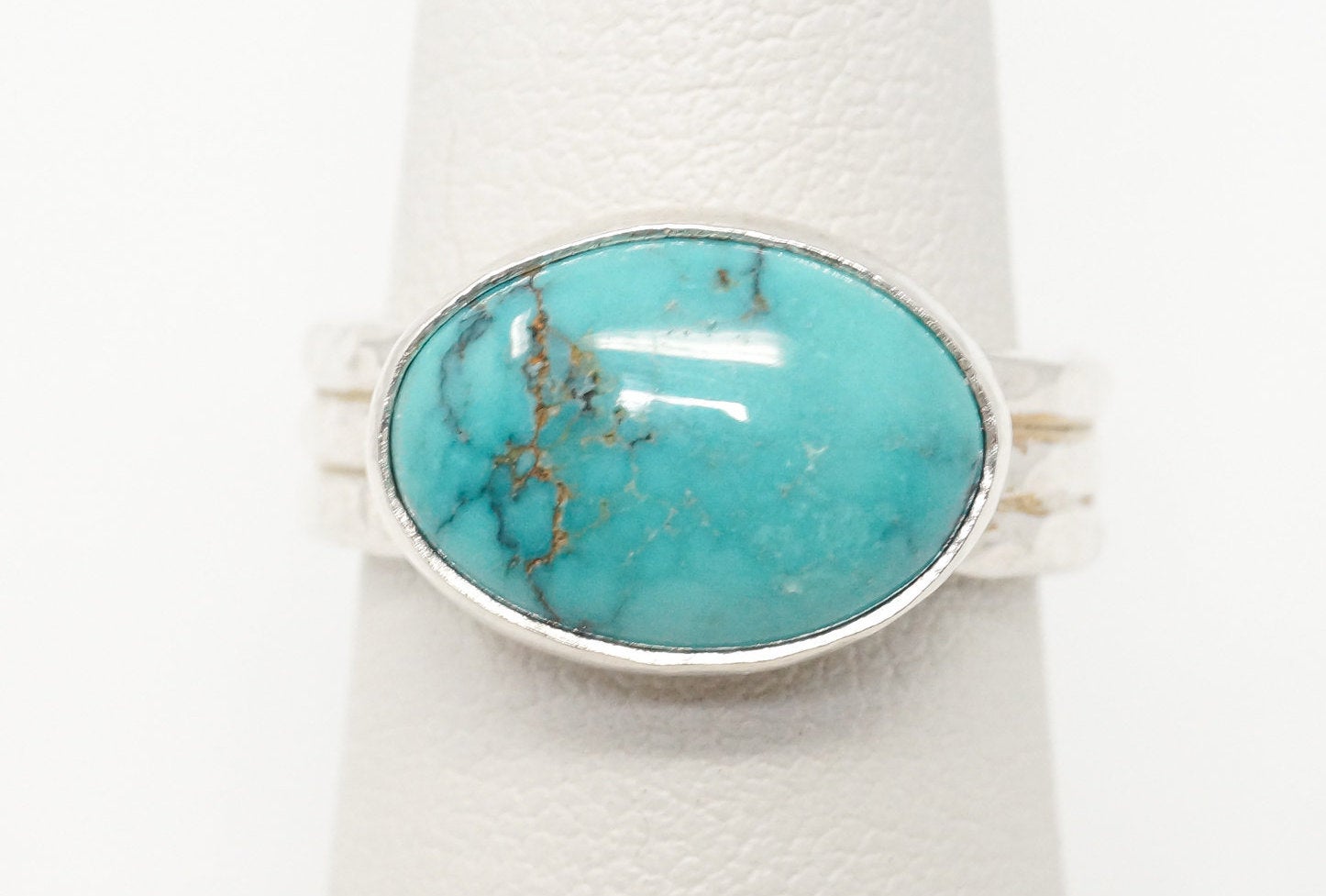 Vintage Native American Turquoise Unsigned Sterling Silver Ring - Sz 6.25