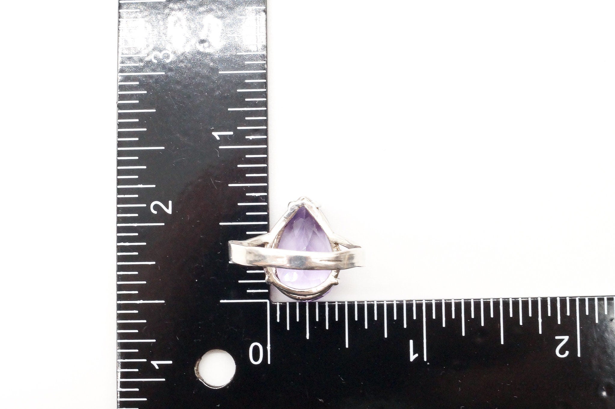 Vintage Large Amethyst Sterling Silver Ring - Size 8.75