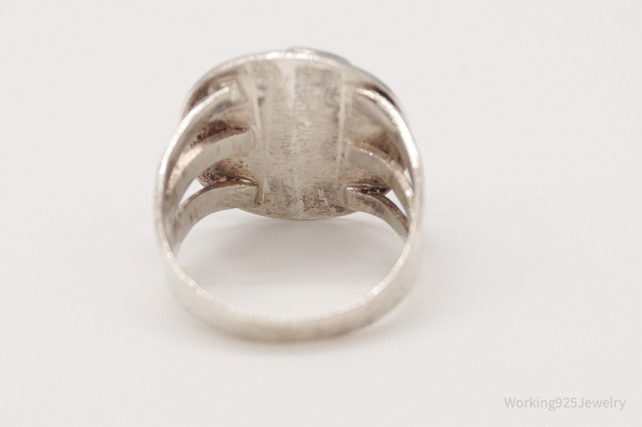 Vintage Malachite Sterling Silver Ring - Size 6.25