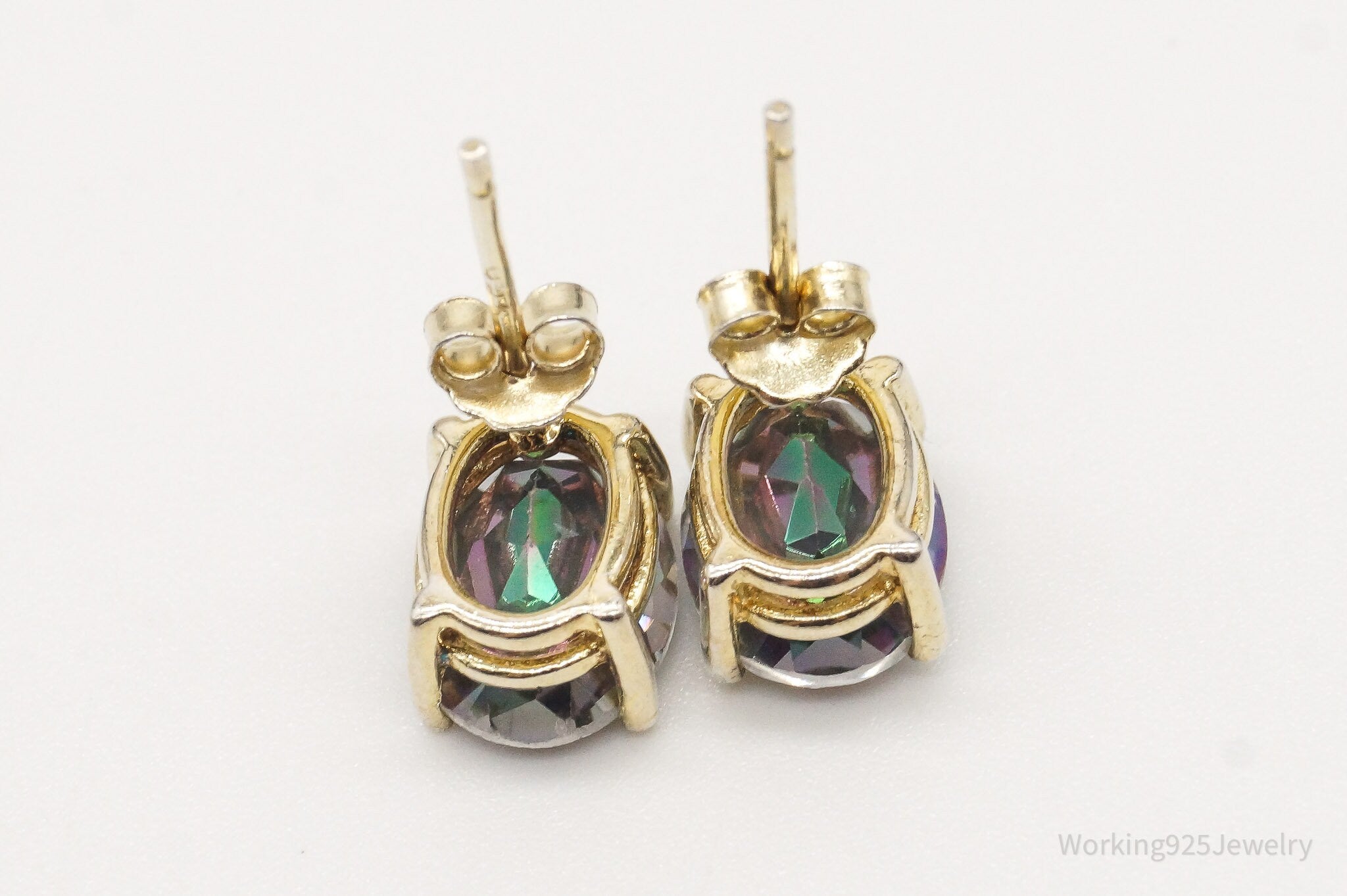 Vintage Mystic Topaz Gold Vermeil Sterling Silver Stud Post Earrings