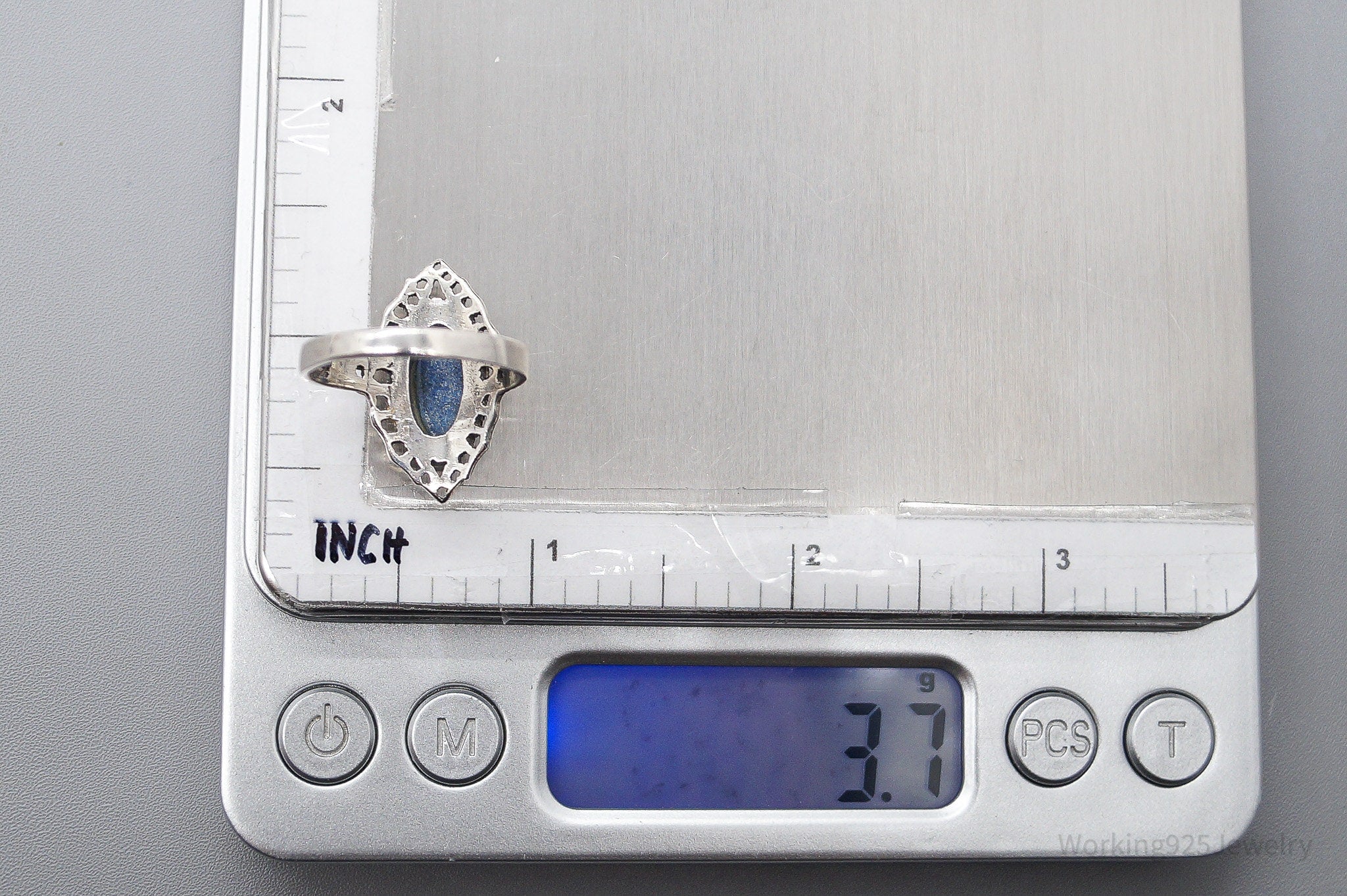 Vintage Lapis Lazuli Sterling Silver Ring - Size 8.5