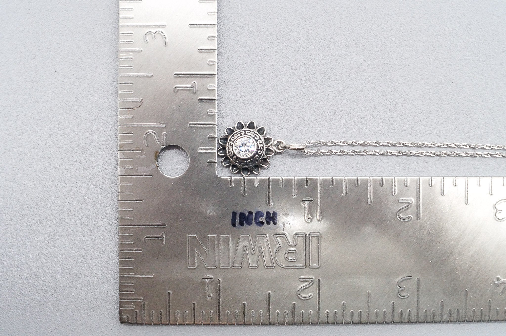 Vintage Cubic Zirconia Sterling Silver Necklace 22"