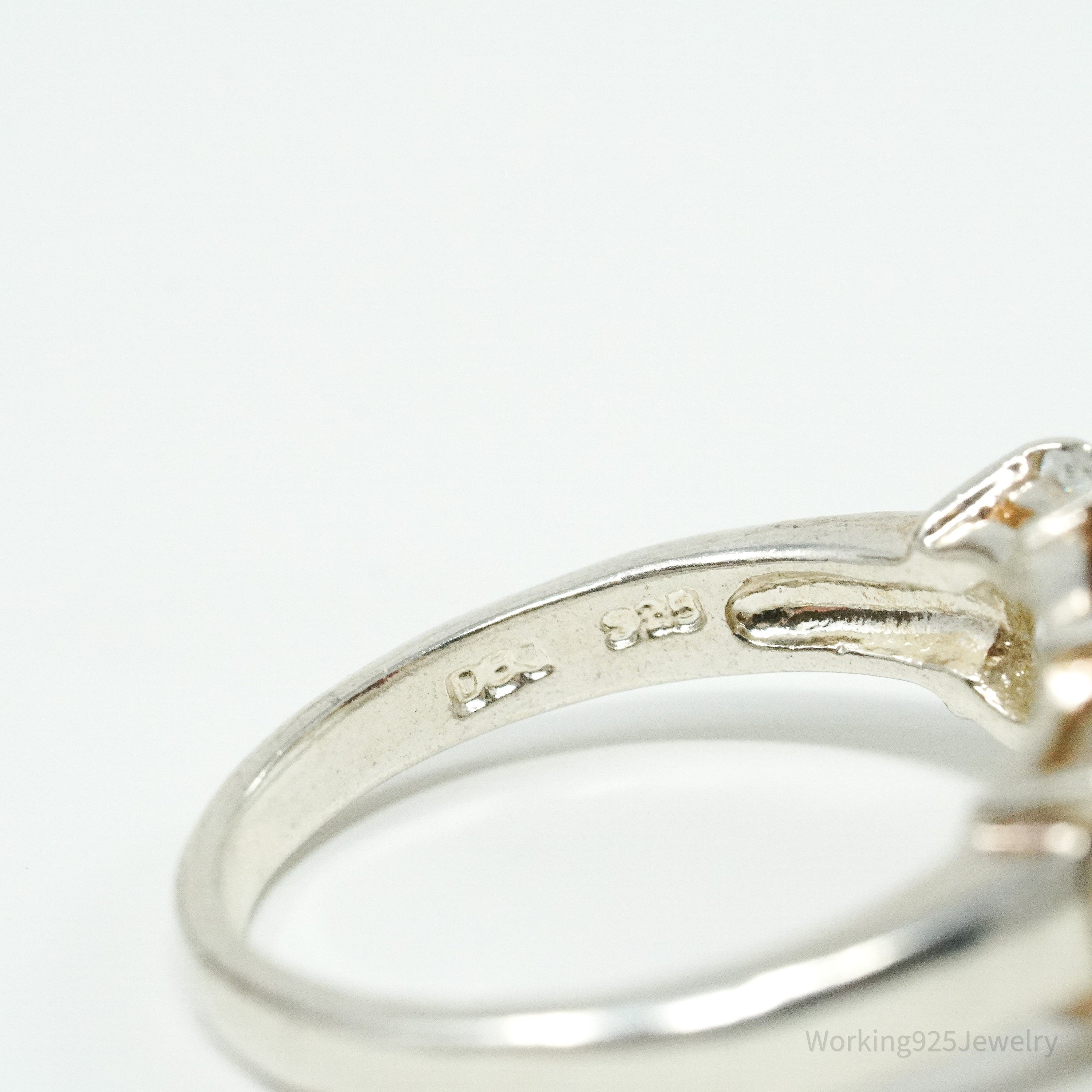 Vintage Garnet Cubic Zirconia Sterling Silver Ring - Size 7.75