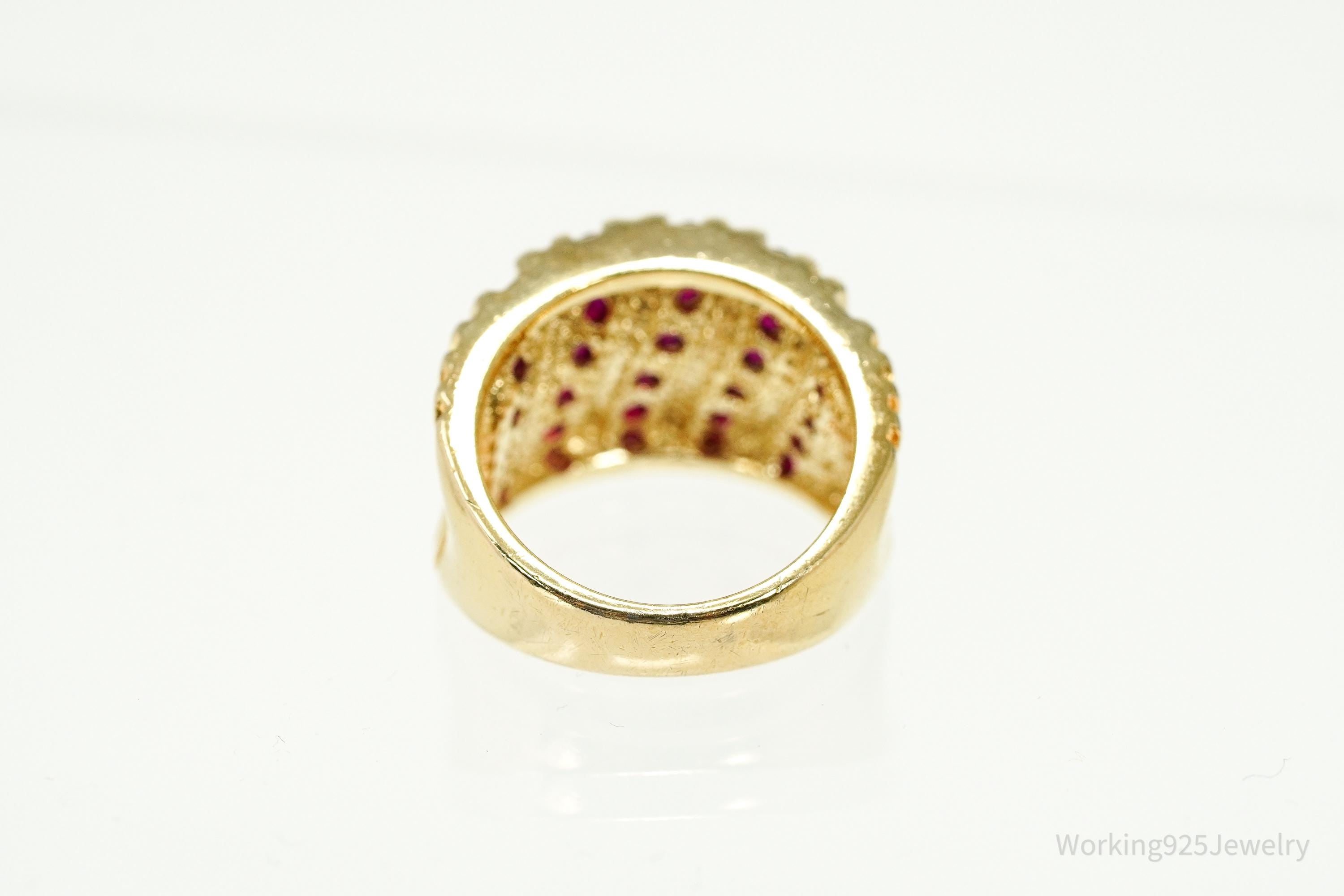 VTG Designer Ross Simons Ruby Gold Over Sterling Silver Ring - Size 6