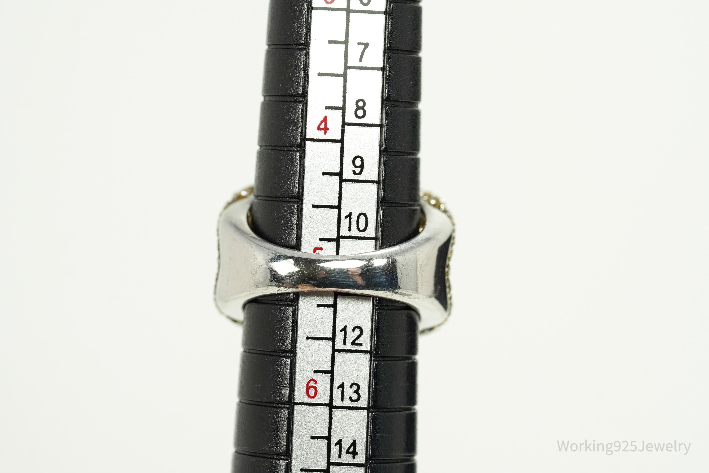 Vintage Citrine Sterling Silver Band Ring - Size 5