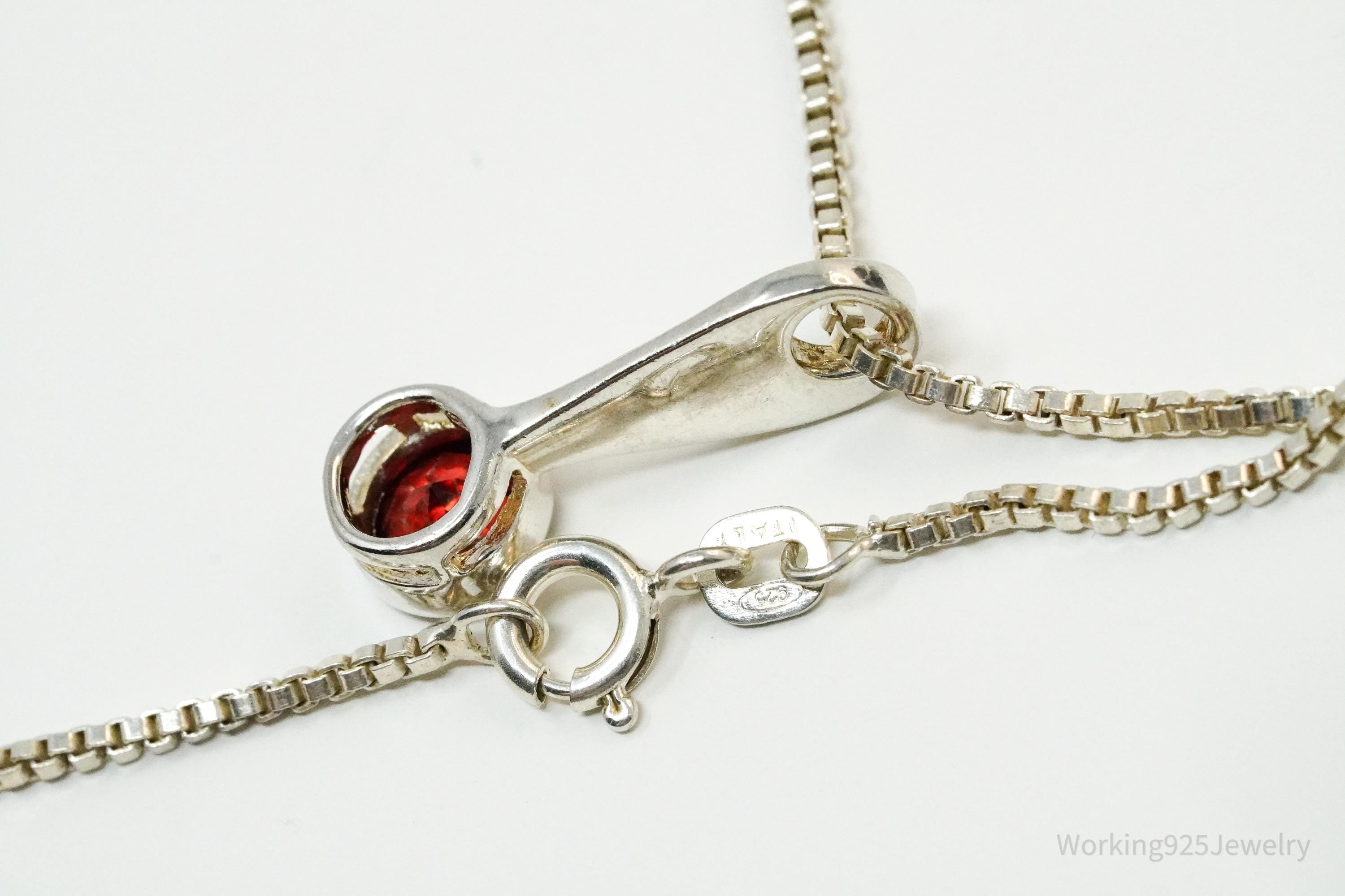 Vintage Garnet Sterling Silver Necklace 18"