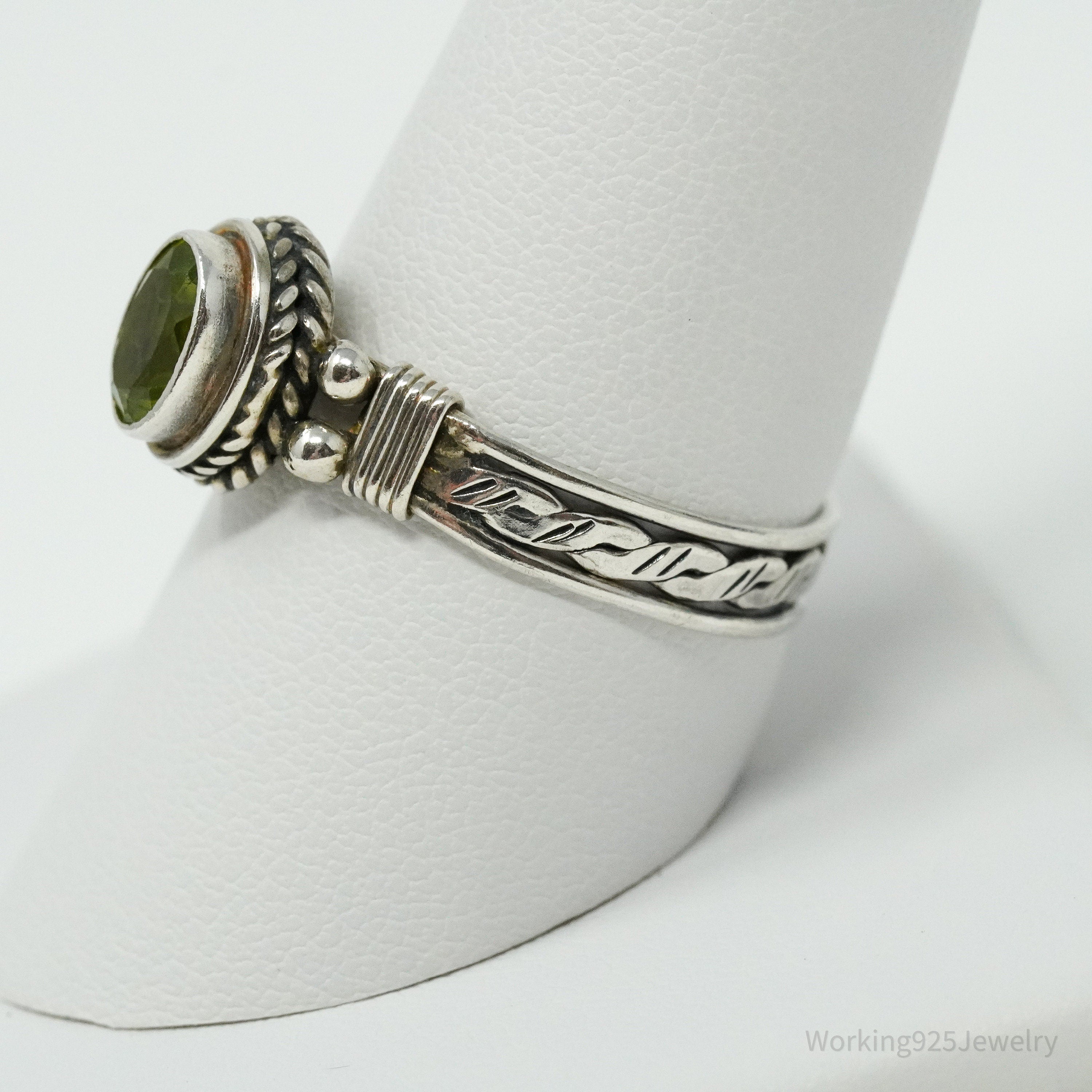 Vintage Peridot Sterling Silver Ring - Size 9.25