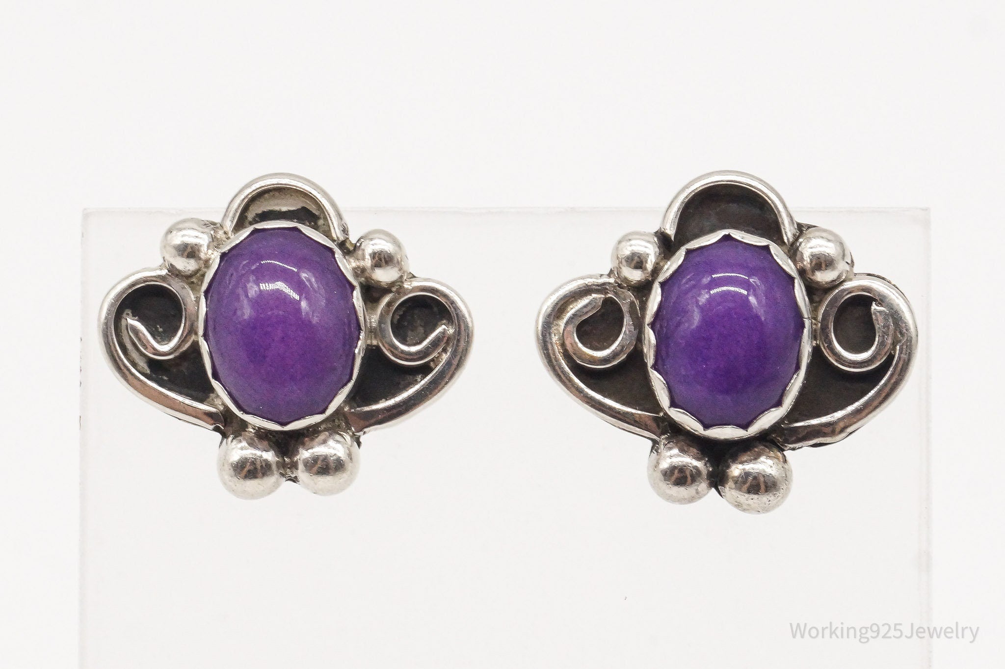 Vintage Native American Sugilite Sterling Silver Earrings