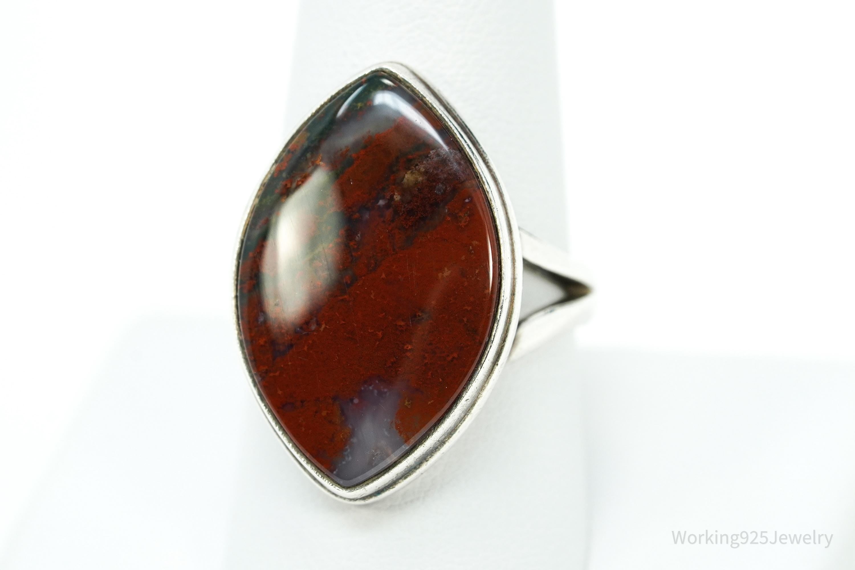 Vintage Agate Sterling Silver Ring - Size 9.75