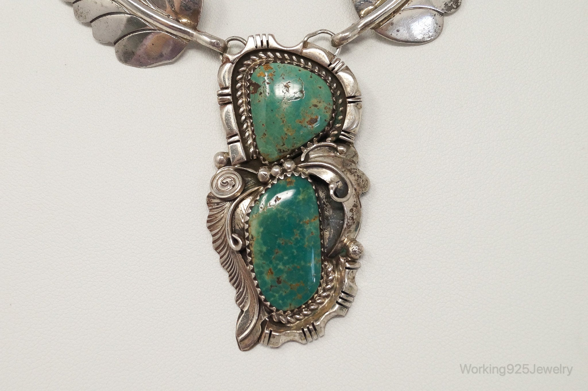 Vintage Native American William Singer Turquoise Sterling Silver Necklace