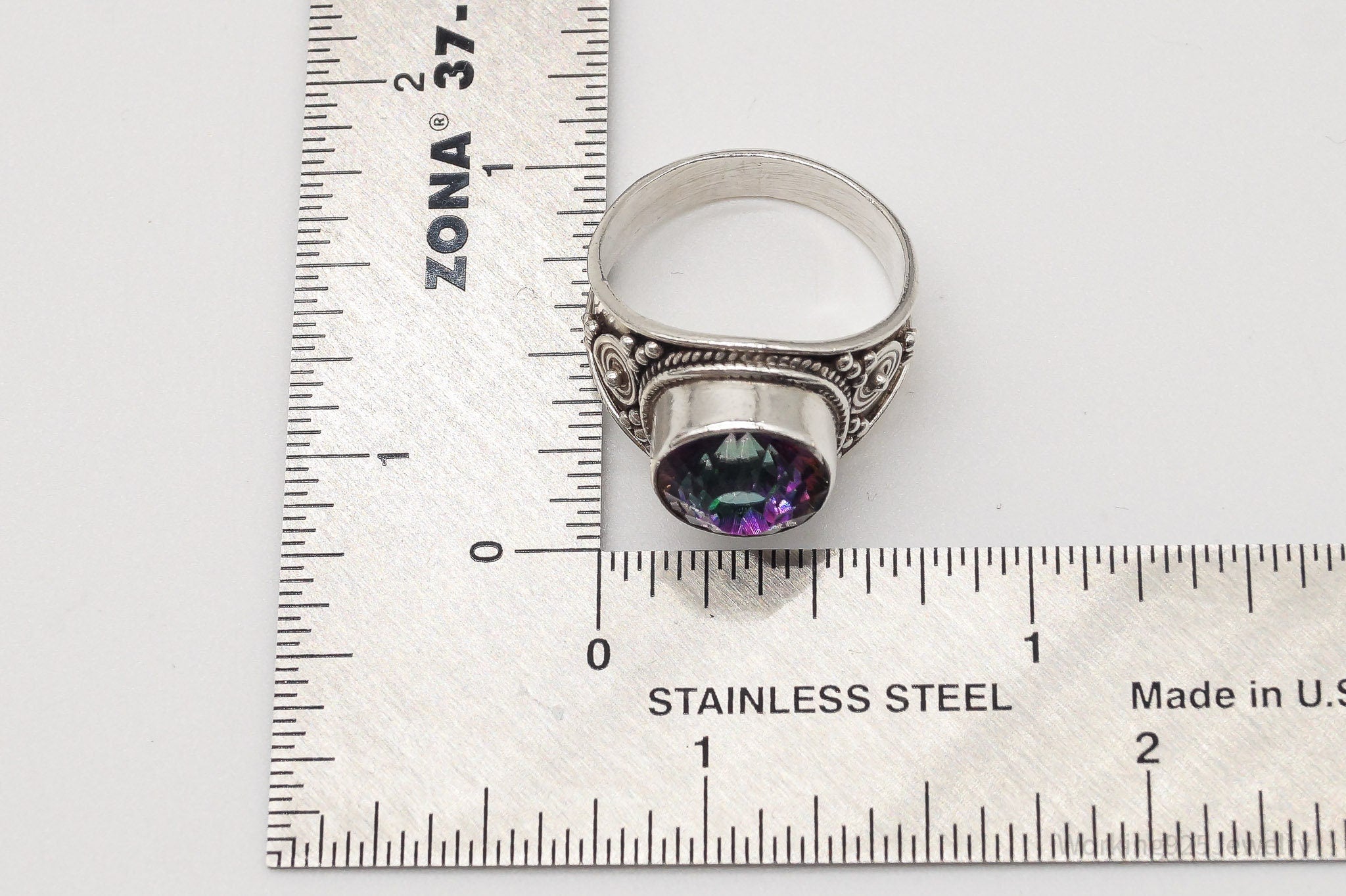 Vintage Mystic Topaz Sterling Silver Ring - Size 8