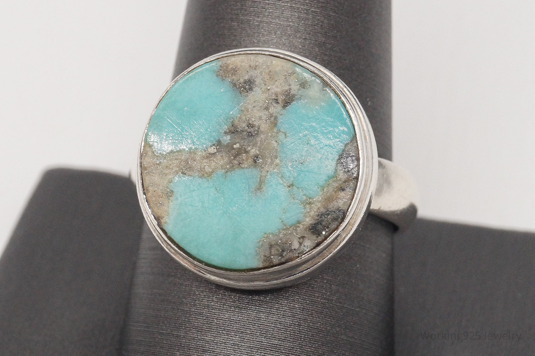 Vintage Turquoise Sterling Silver Ring - Size 11.25