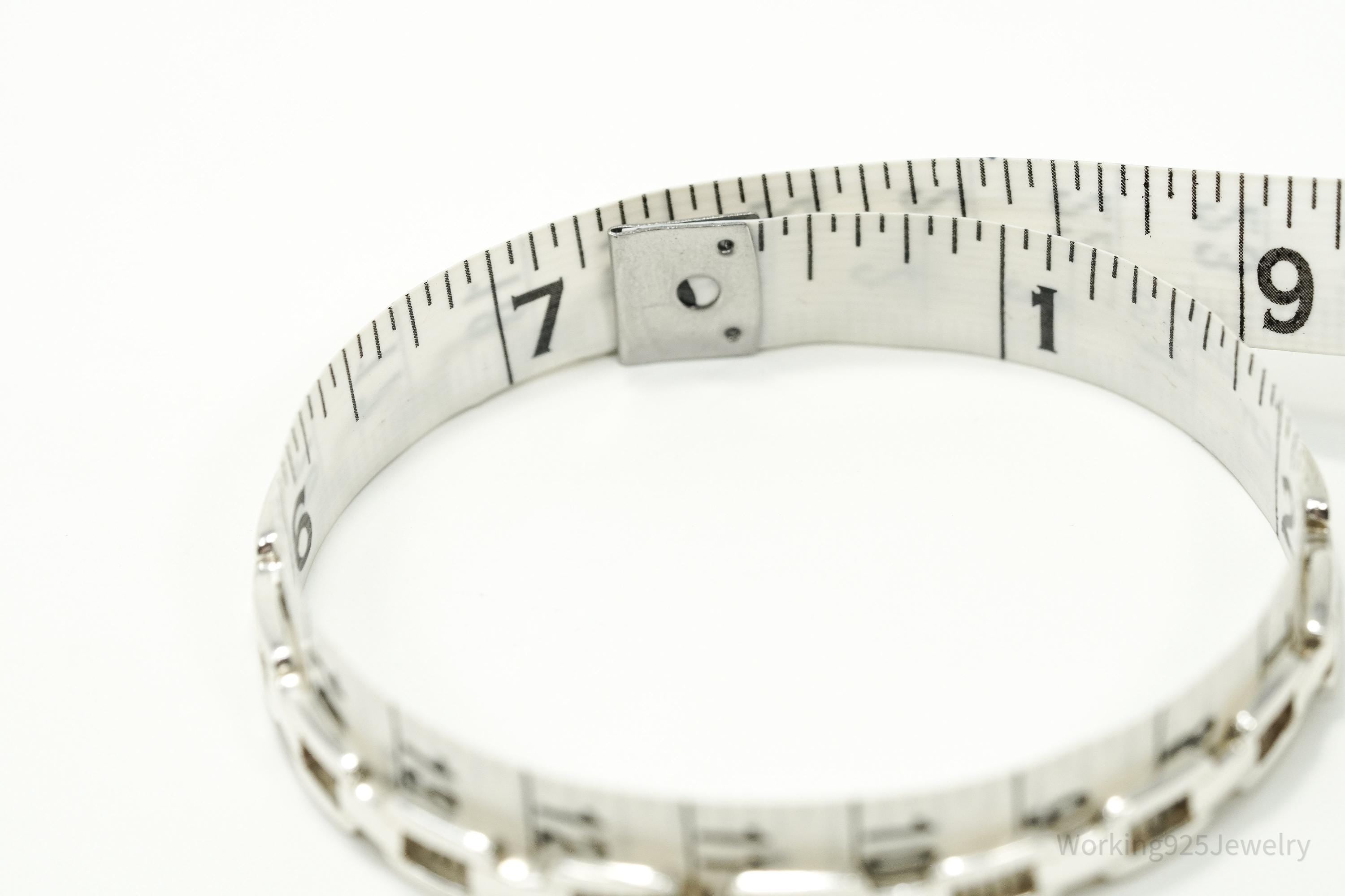 Vintage Chain Link Design Sterling Silver Bracelet - 7 5/16"