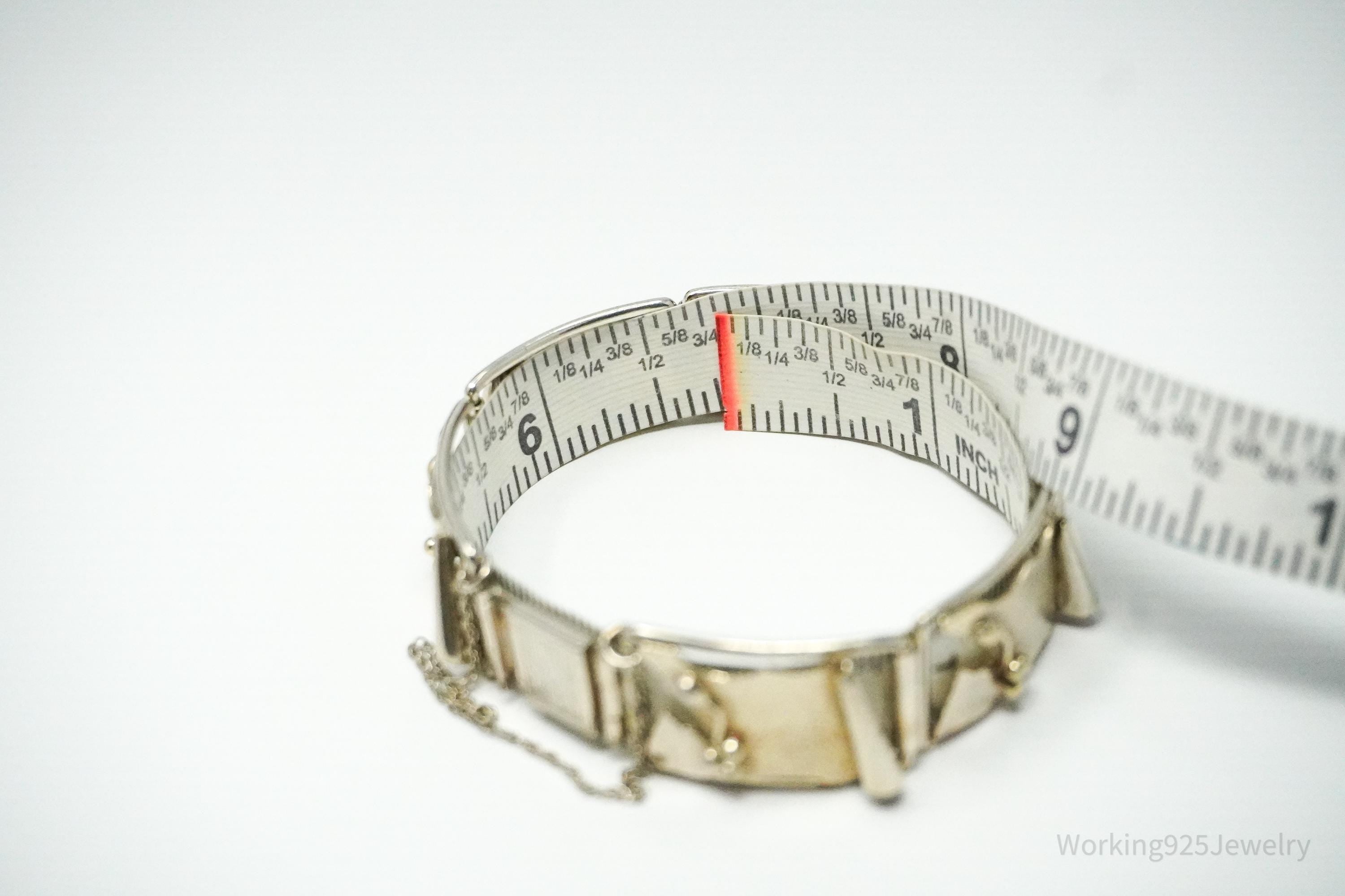 Vintage Blue Topaz Modernist Style Sterling Silver Bracelet - 6.75"