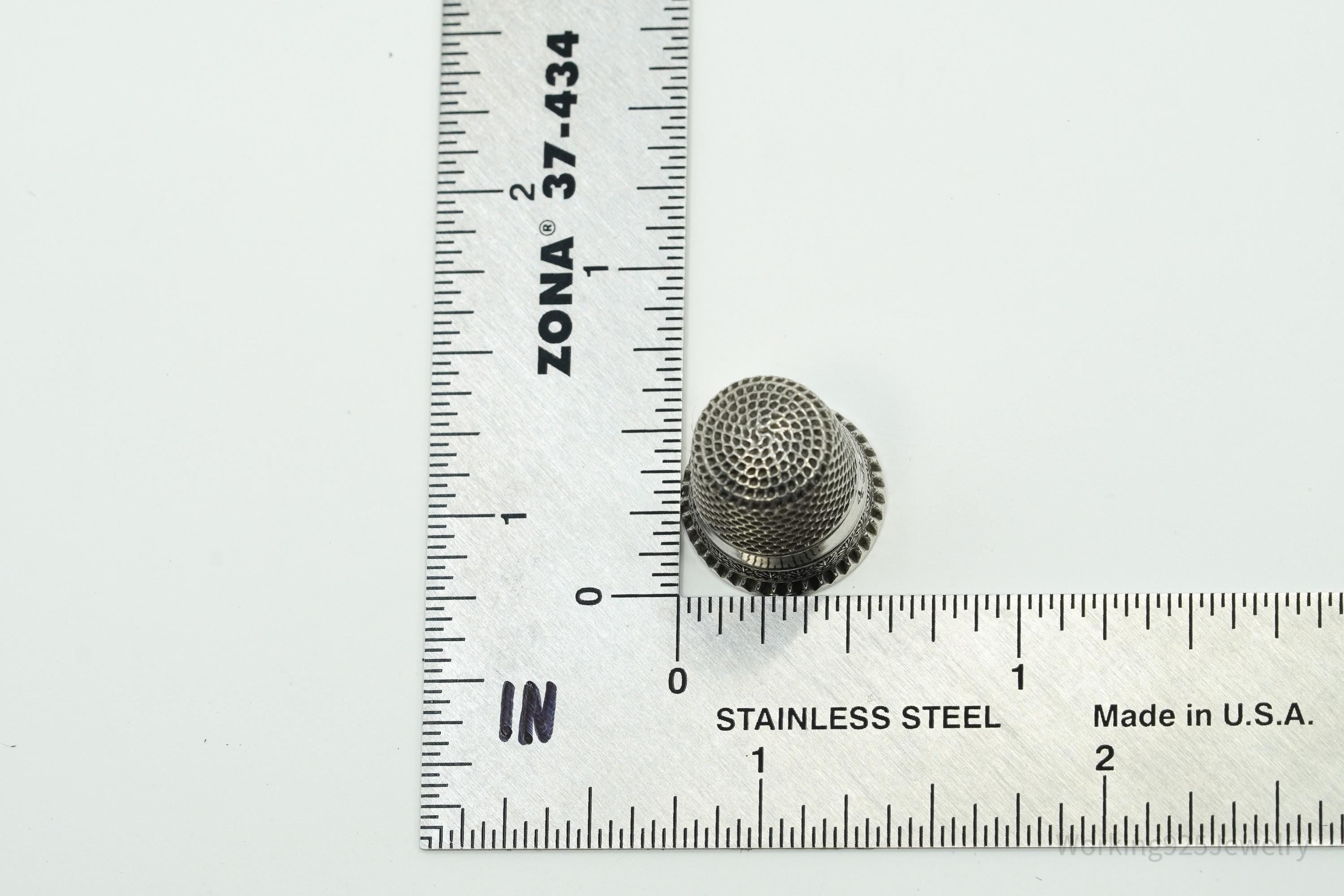 Antique Dome Sterling Silver Thimble Size 4