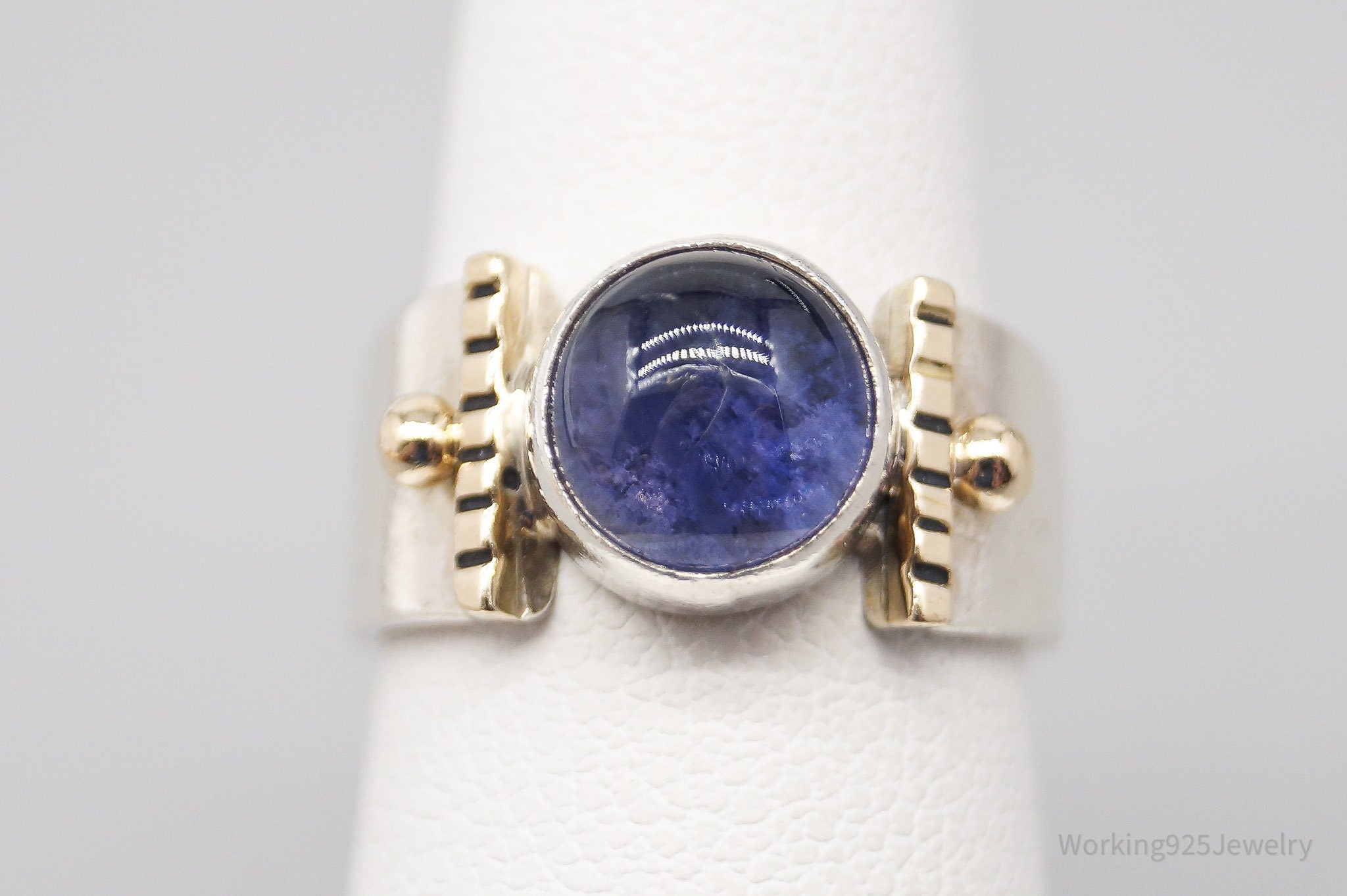 Vintage Tanzanite 14K Yellow Gold Sterling Silver Ring - Size 5