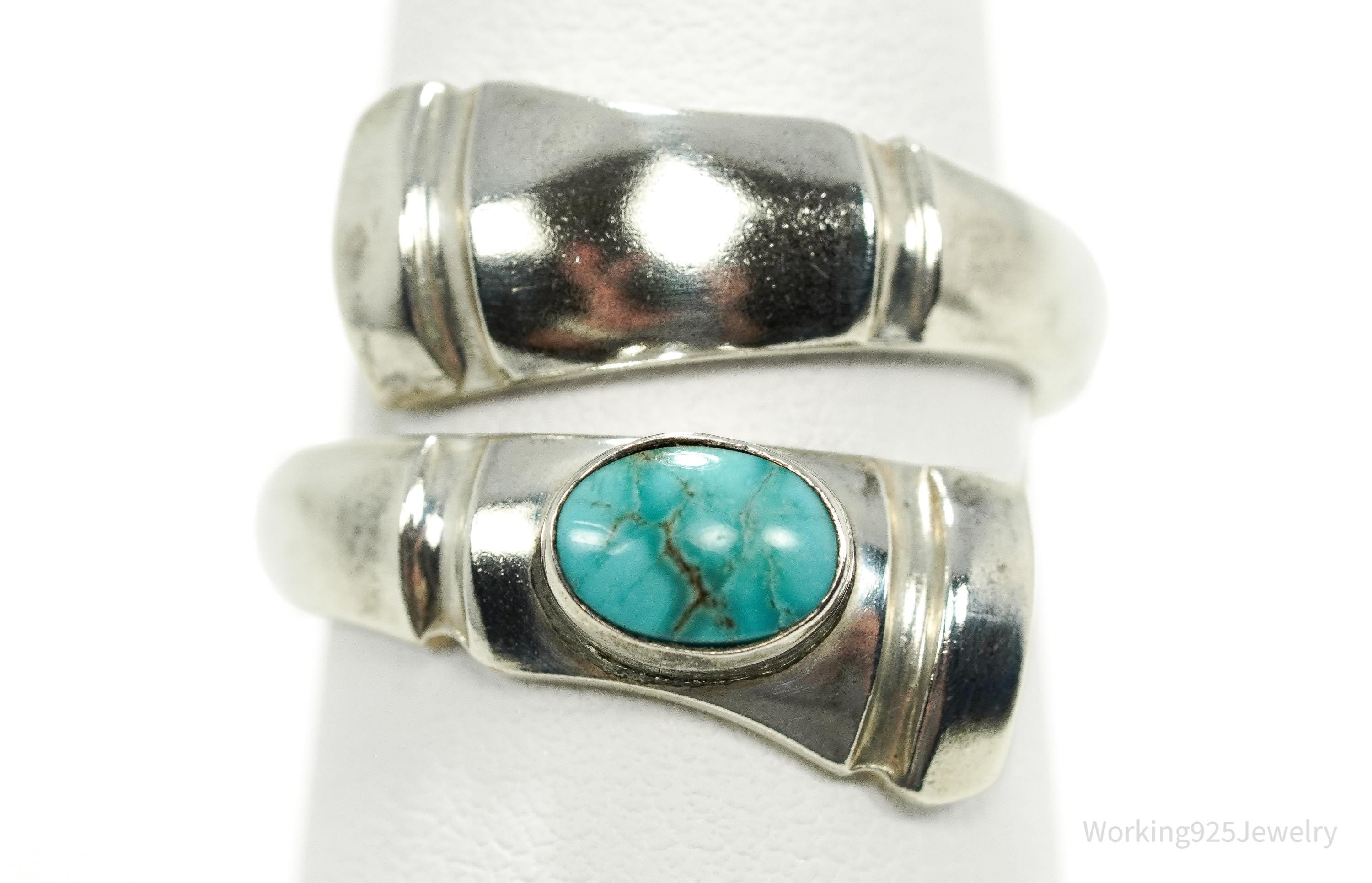 Antique TOWLE Turquoise Sterling Silver Spoon Ring Size 7.75