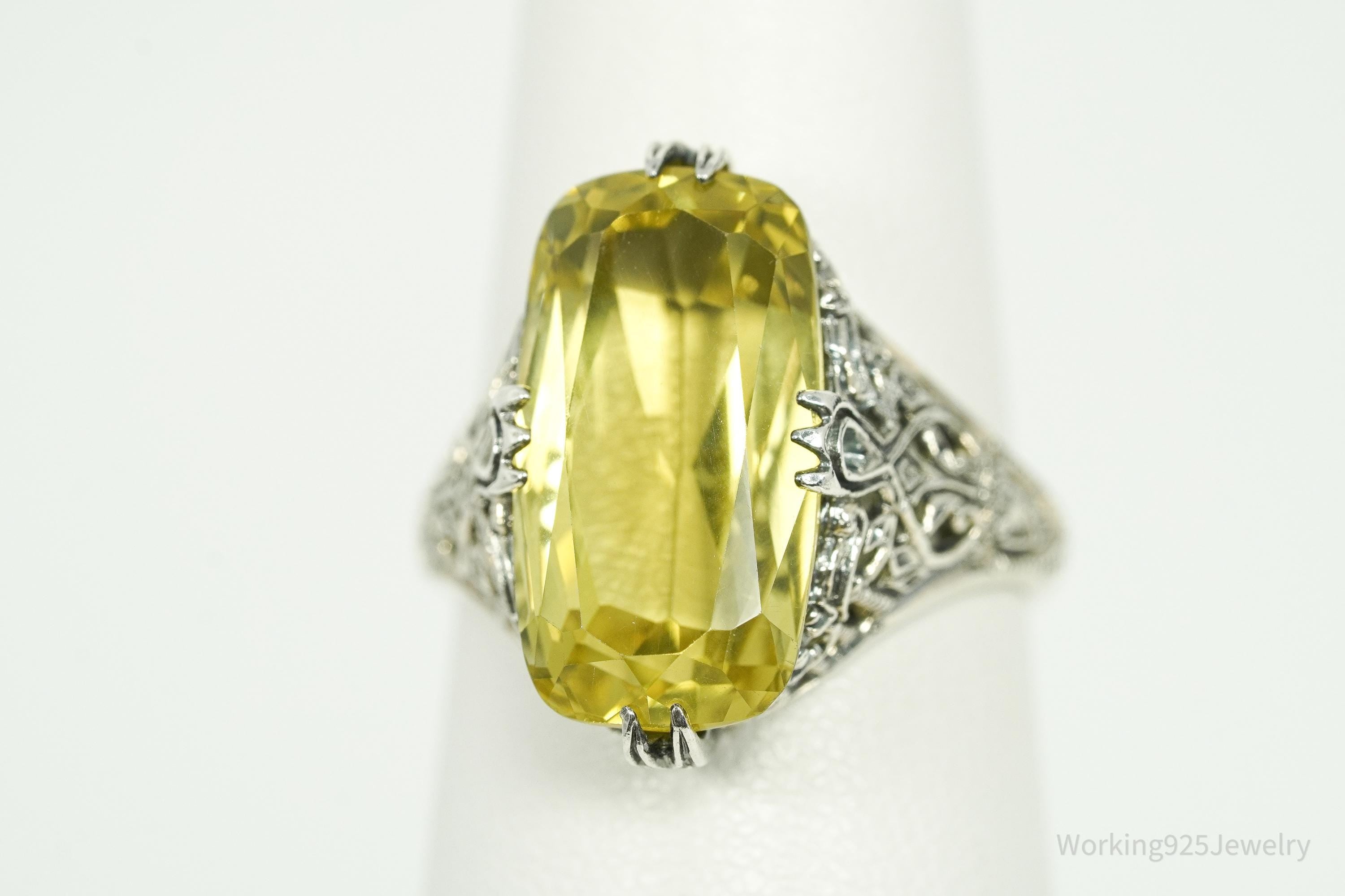 Vintage Designer CNA Citrine Sterling Silver Ring - Size 7