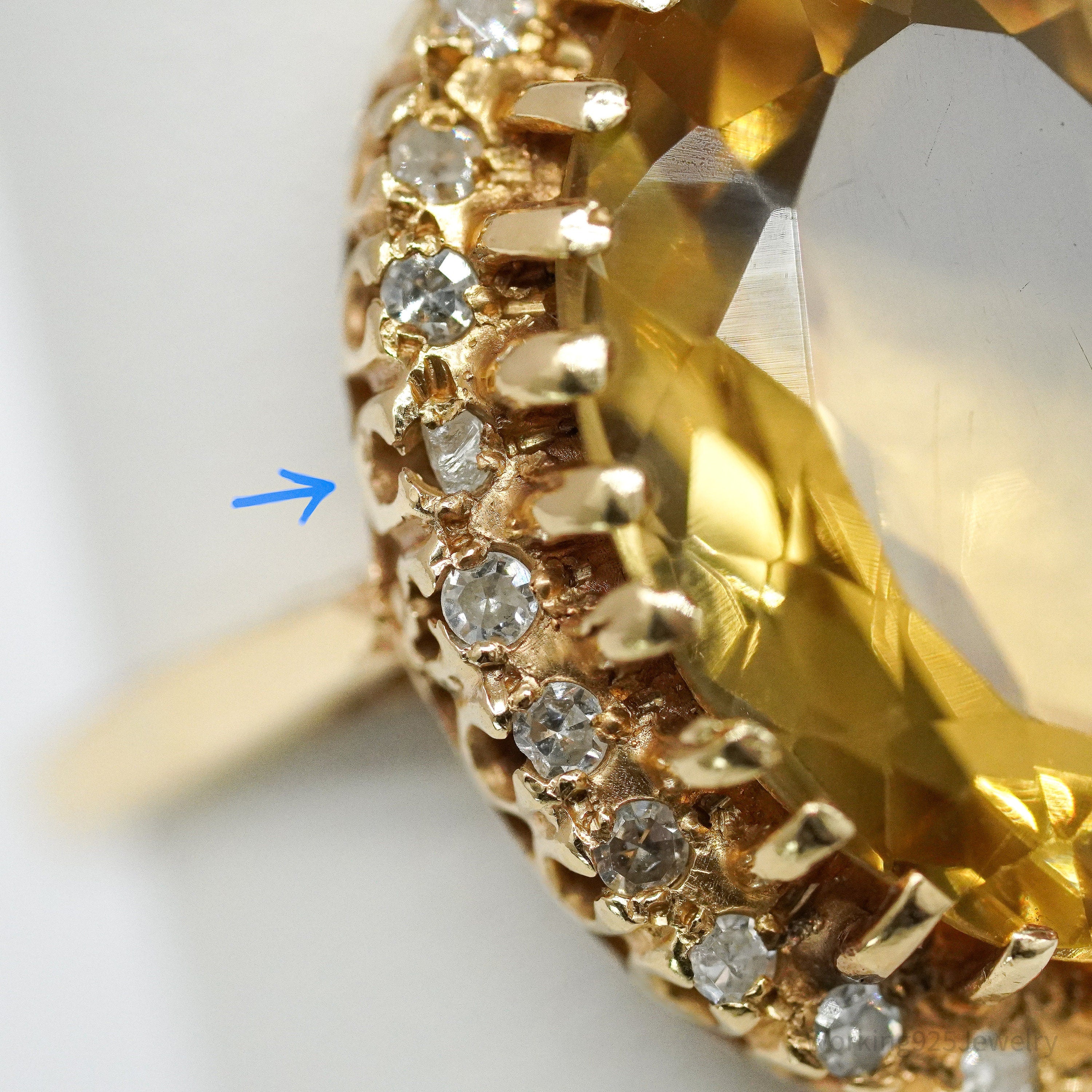 14K Yellow Gold, Diamond & Citrine Ring - Size 6.5