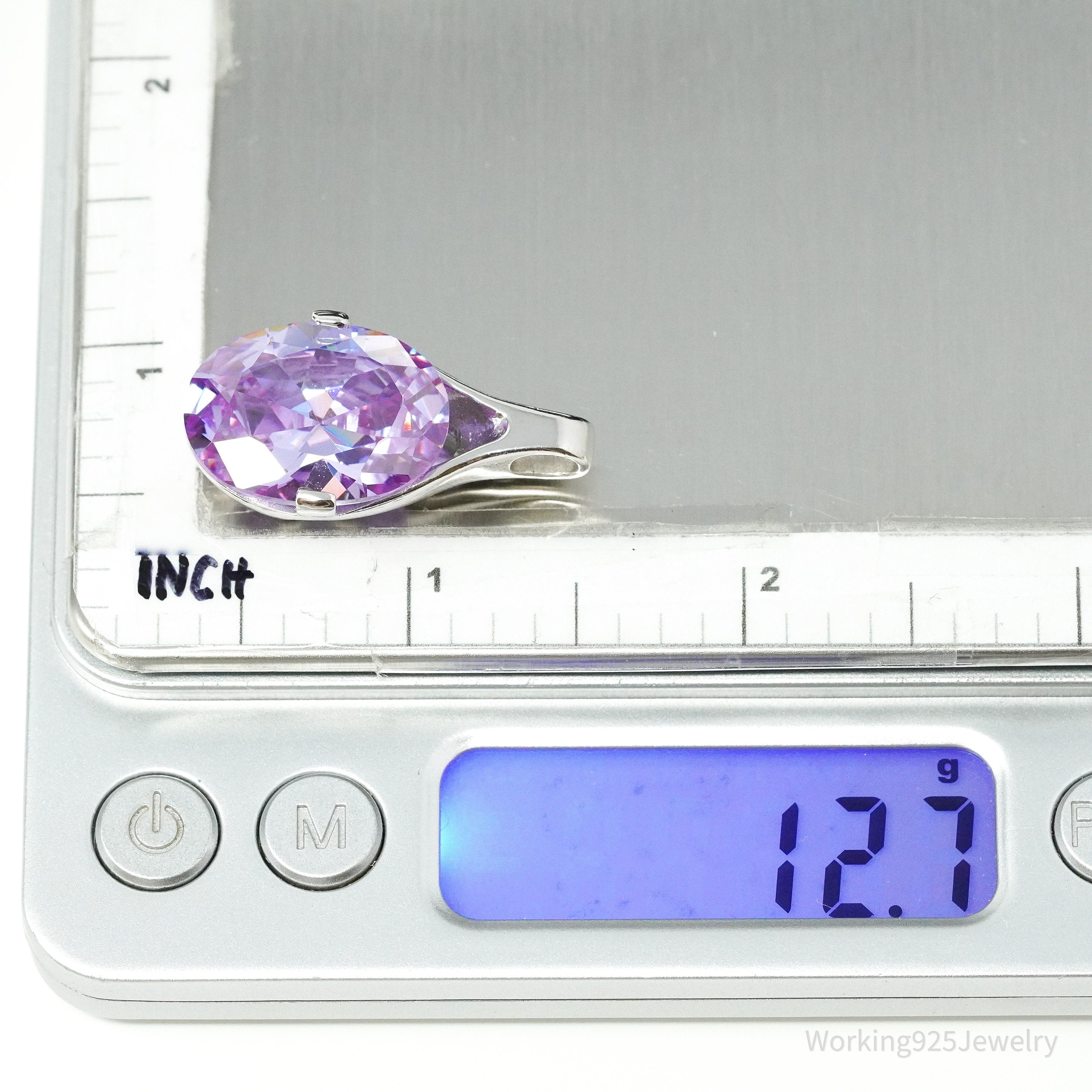 Vintage Purple Cubic Zirconia Sterling Silver Pendant