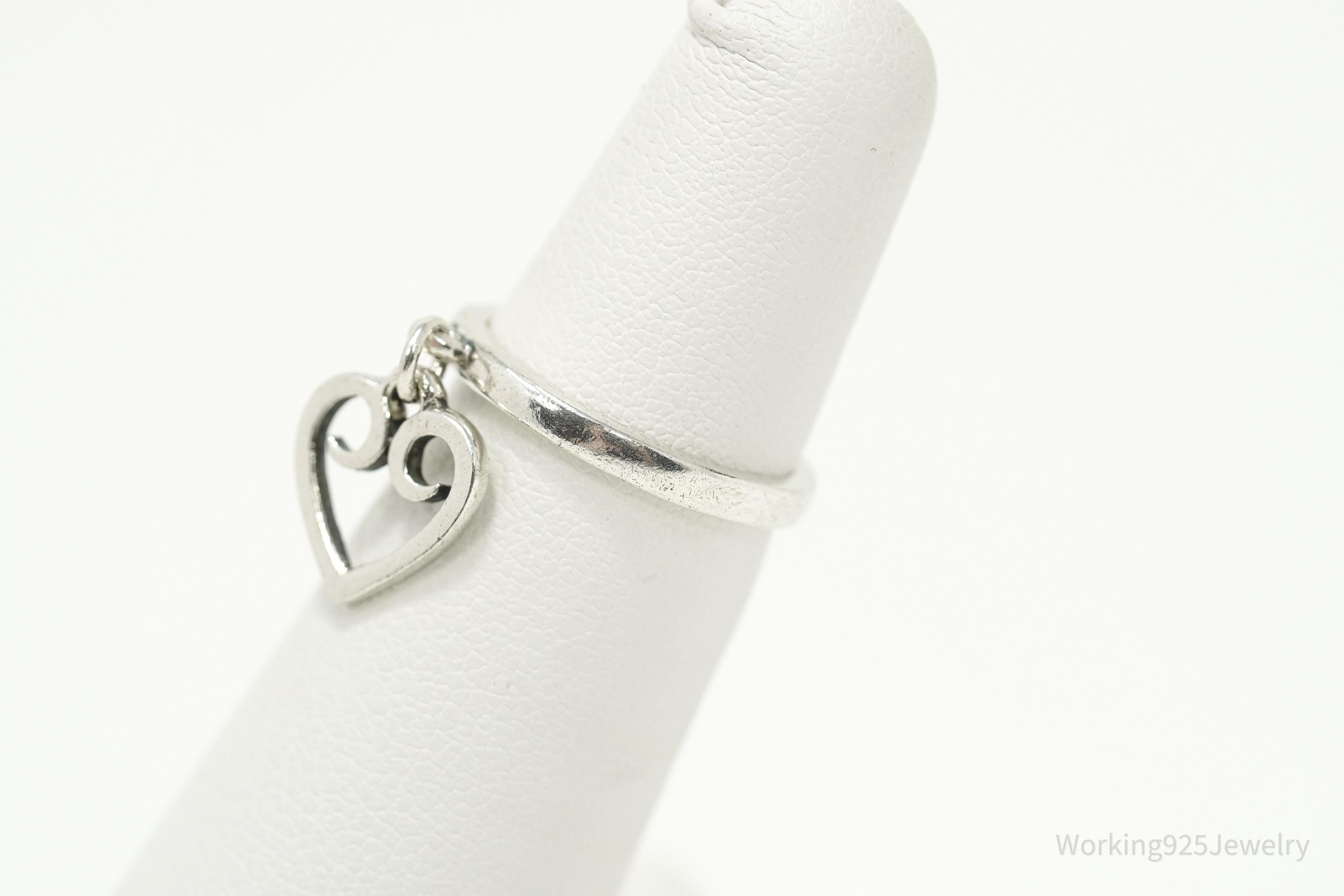 RARE Vintage JAMES AVERY Retired Scrolled Heart Charm Sterling Silver Ring Size 4.25