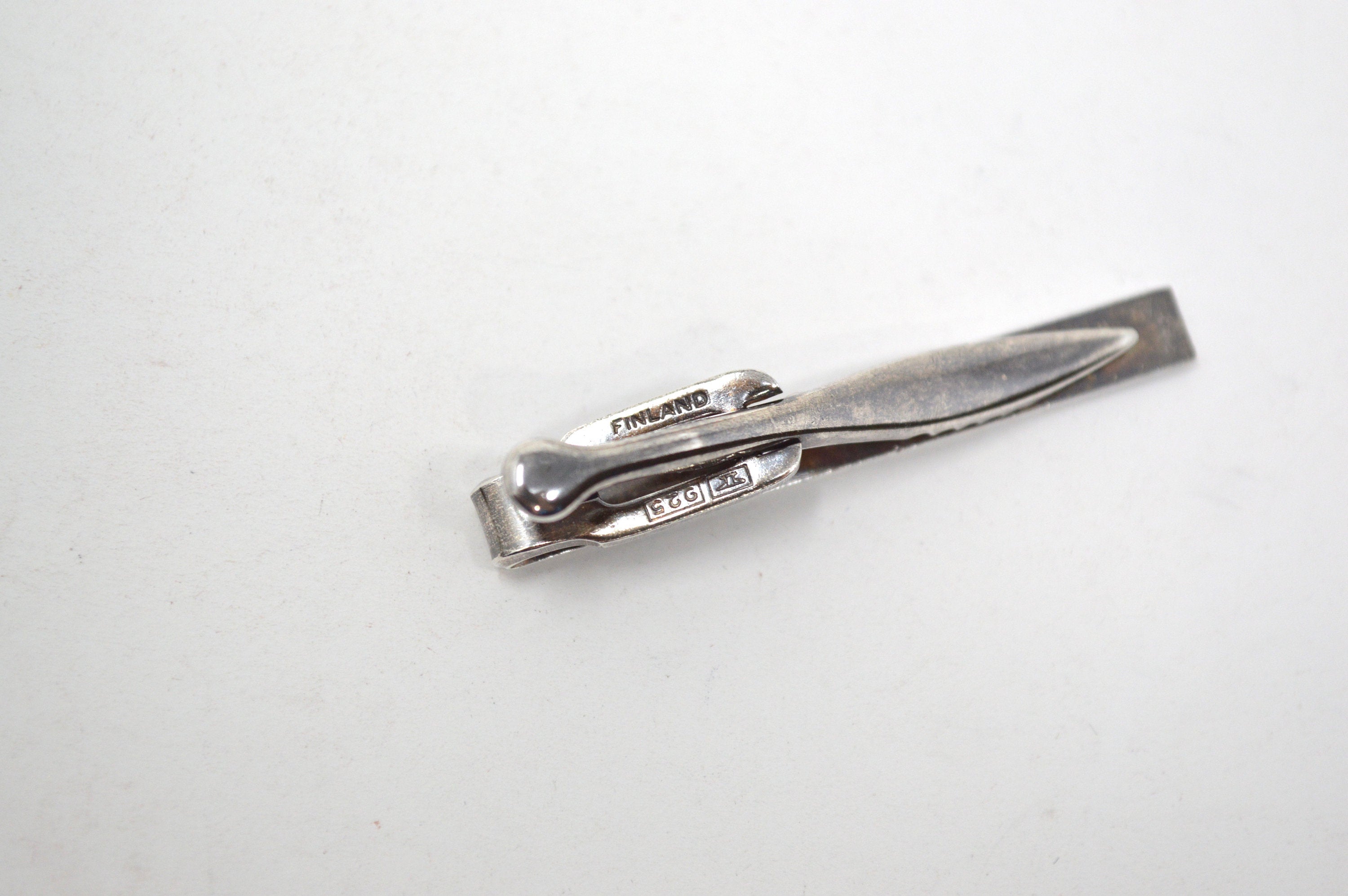 Vintage Modernist Designer Kupittaan Kulta Sterling Silver Tie Clip - Finland -