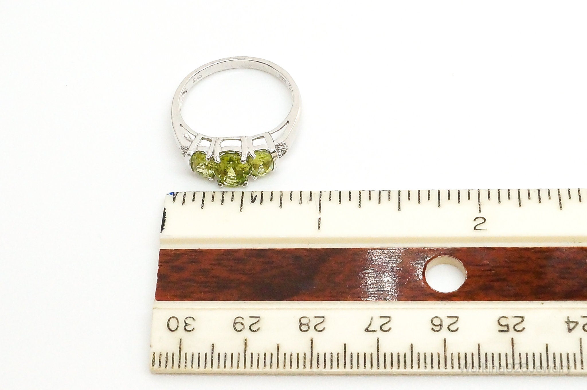 Vintage Peridot Cubic Zirconia Sterling Silver Ring - Size 9