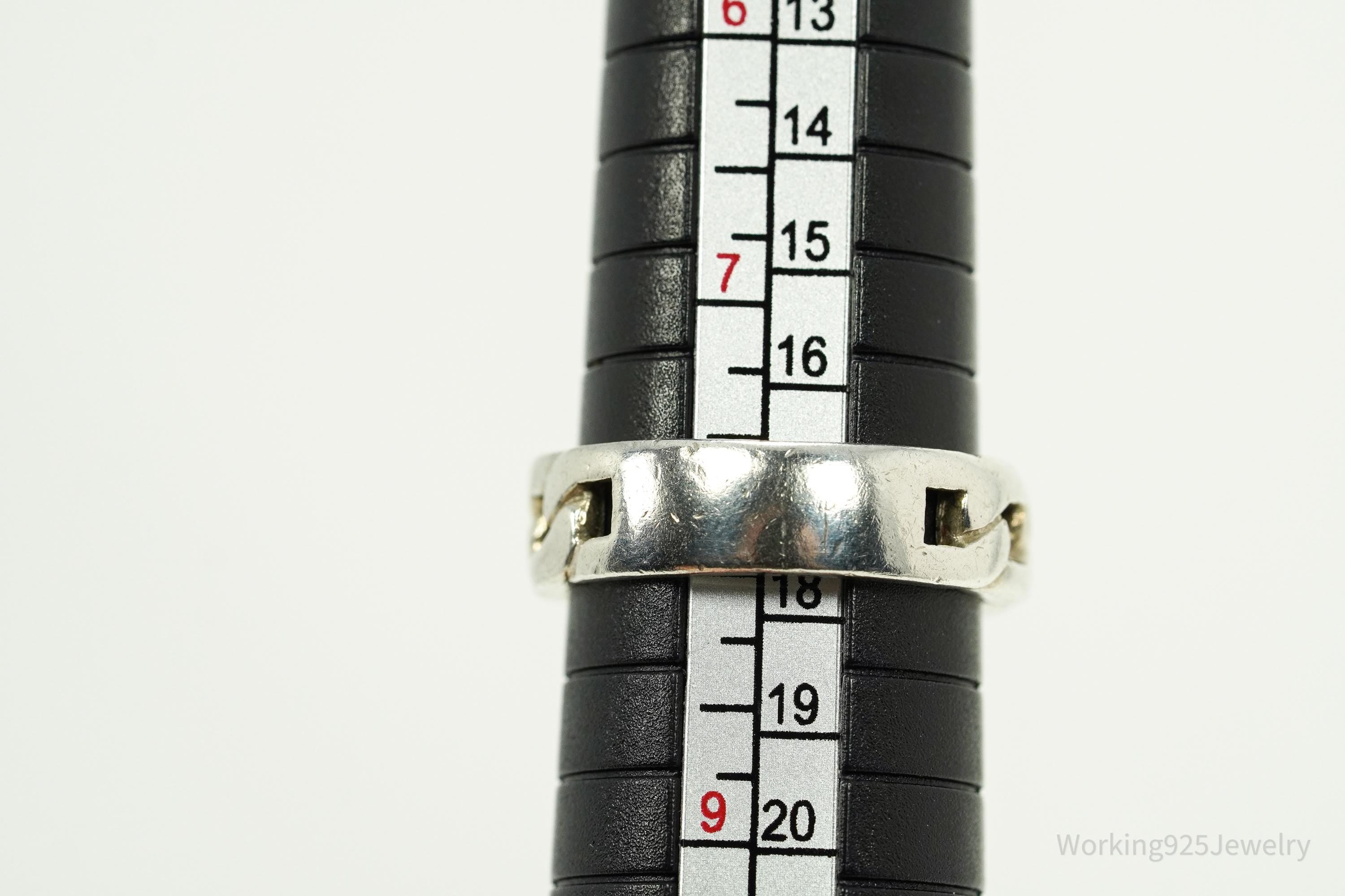 Vintage Chainlink Sterling Silver Ring - Size 8