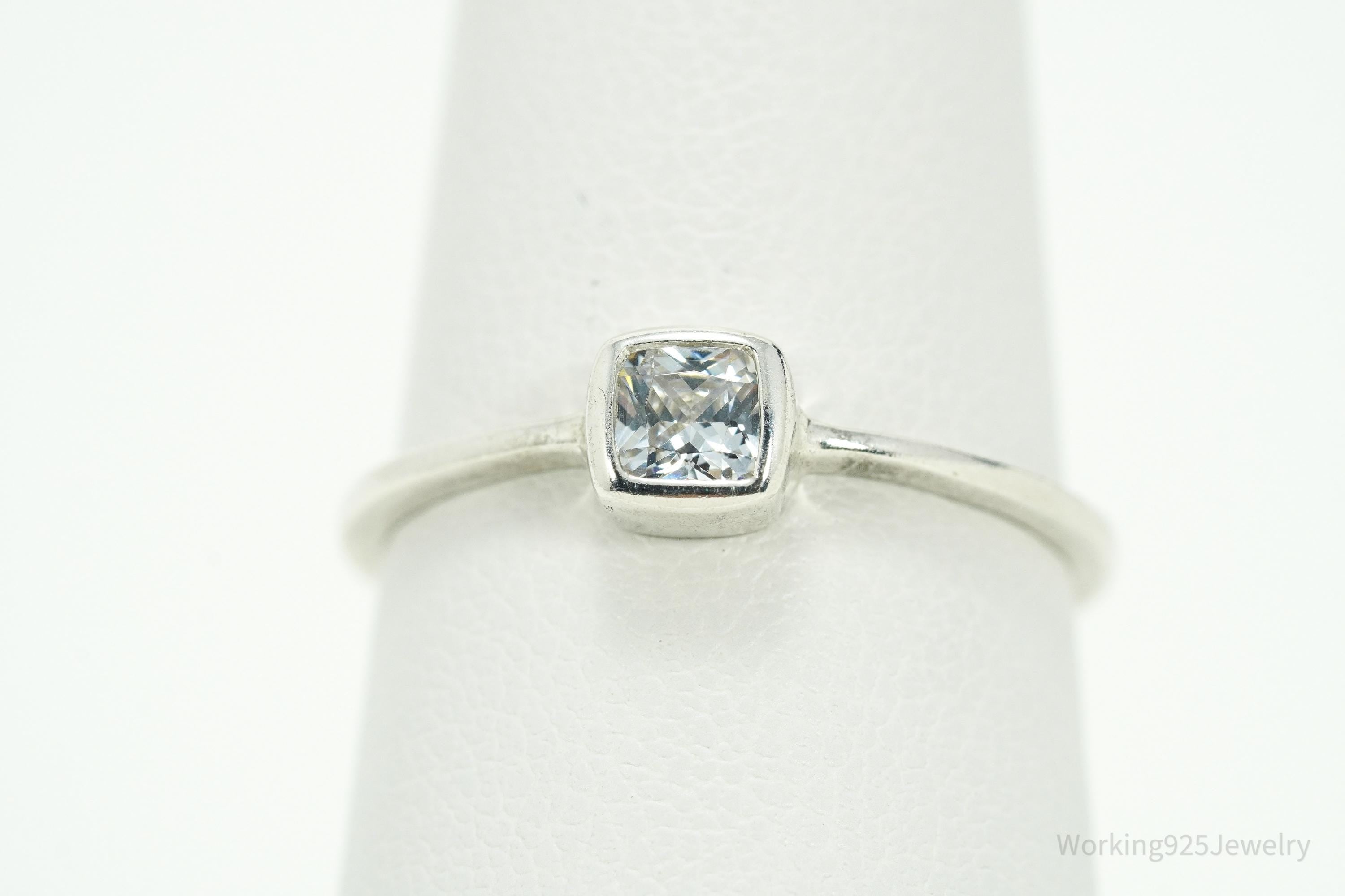 Vintage Cubic Zirconia Sterling Silver Ring - Size 7.25