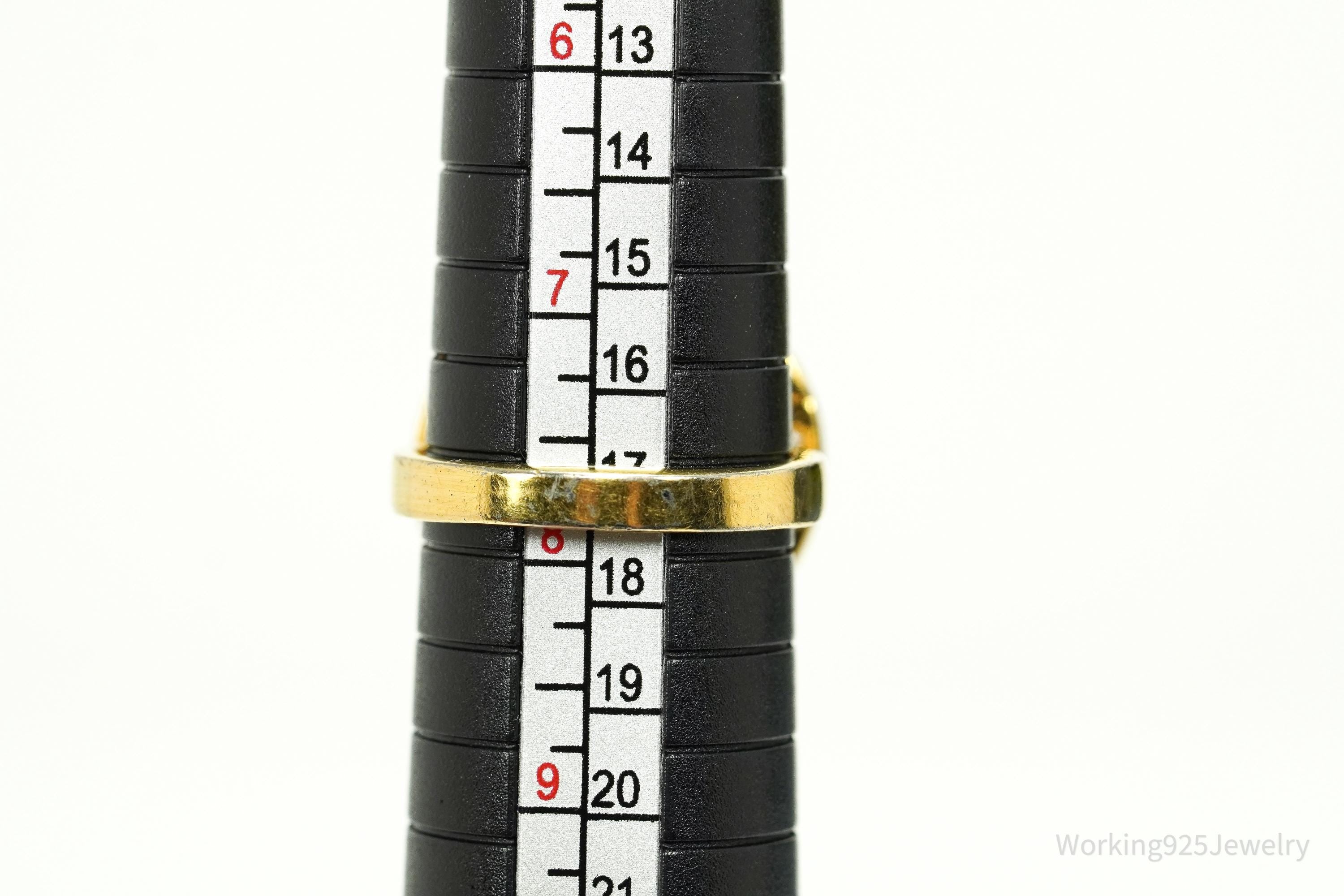 Vintage Farrah Fawcett Gold Vermeil Cubic Zirconia Sterling Silver Ring - Size 7.5