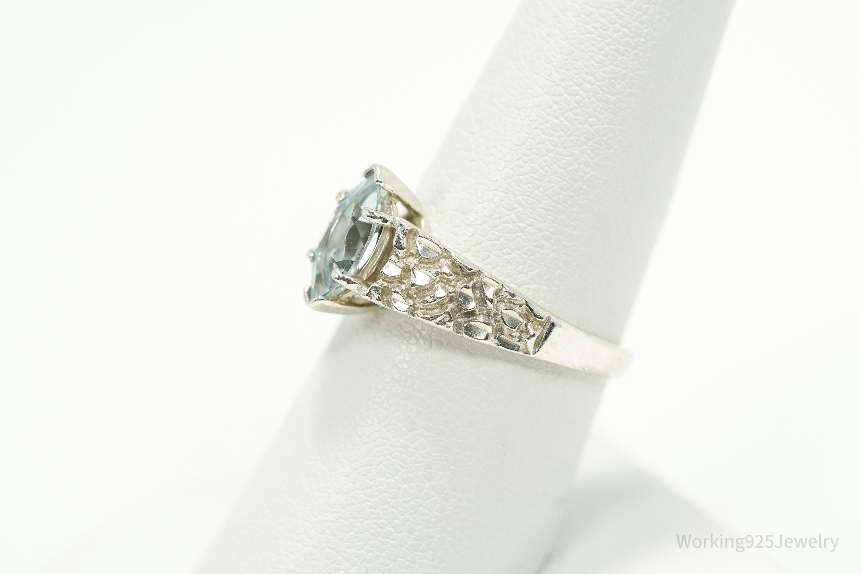 Vintage Designer Kabana Blue Topaz Sterling Silver Ring - Size 8