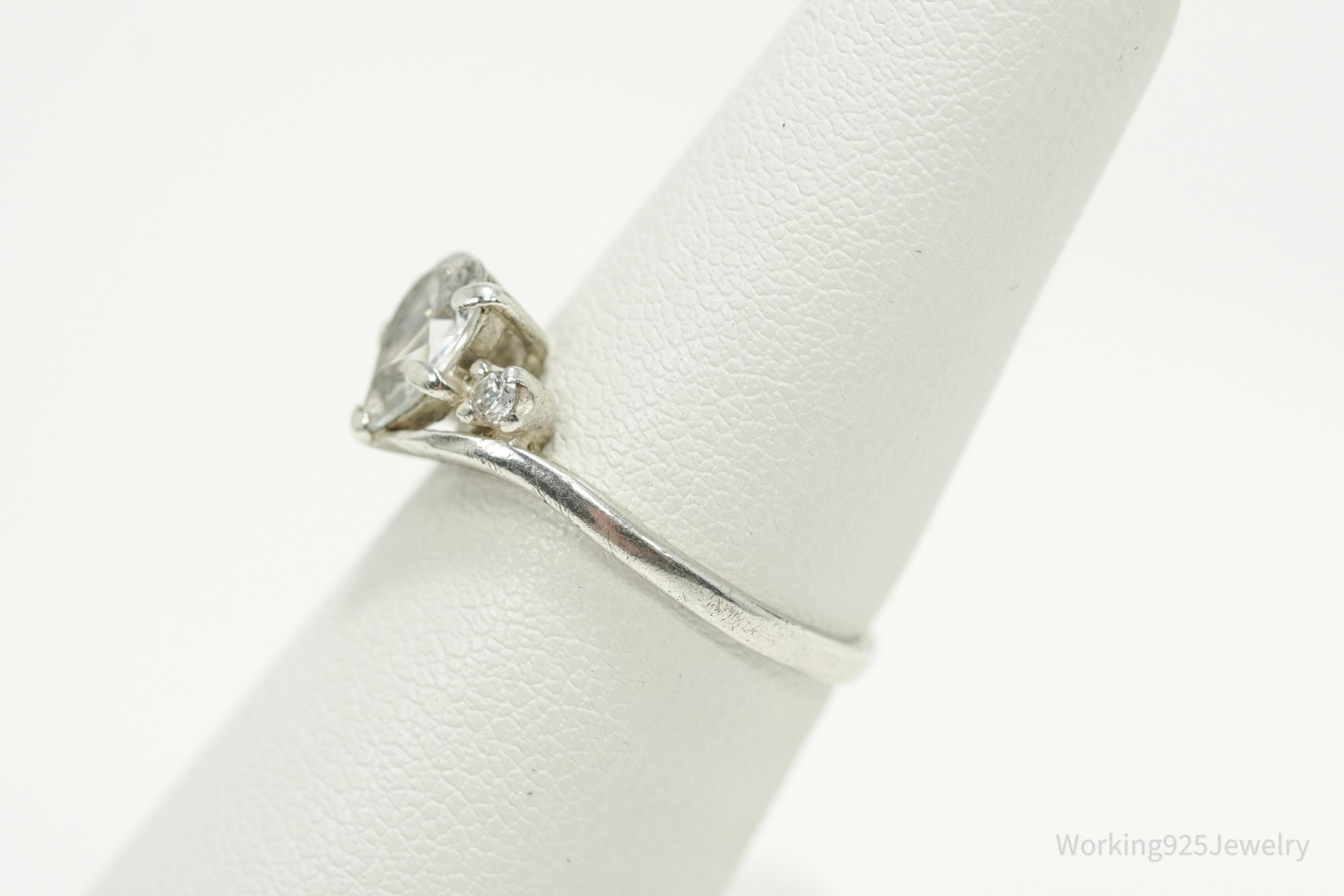 Vintage Cubic Zirconia Sterling Silver Ring - Size 6