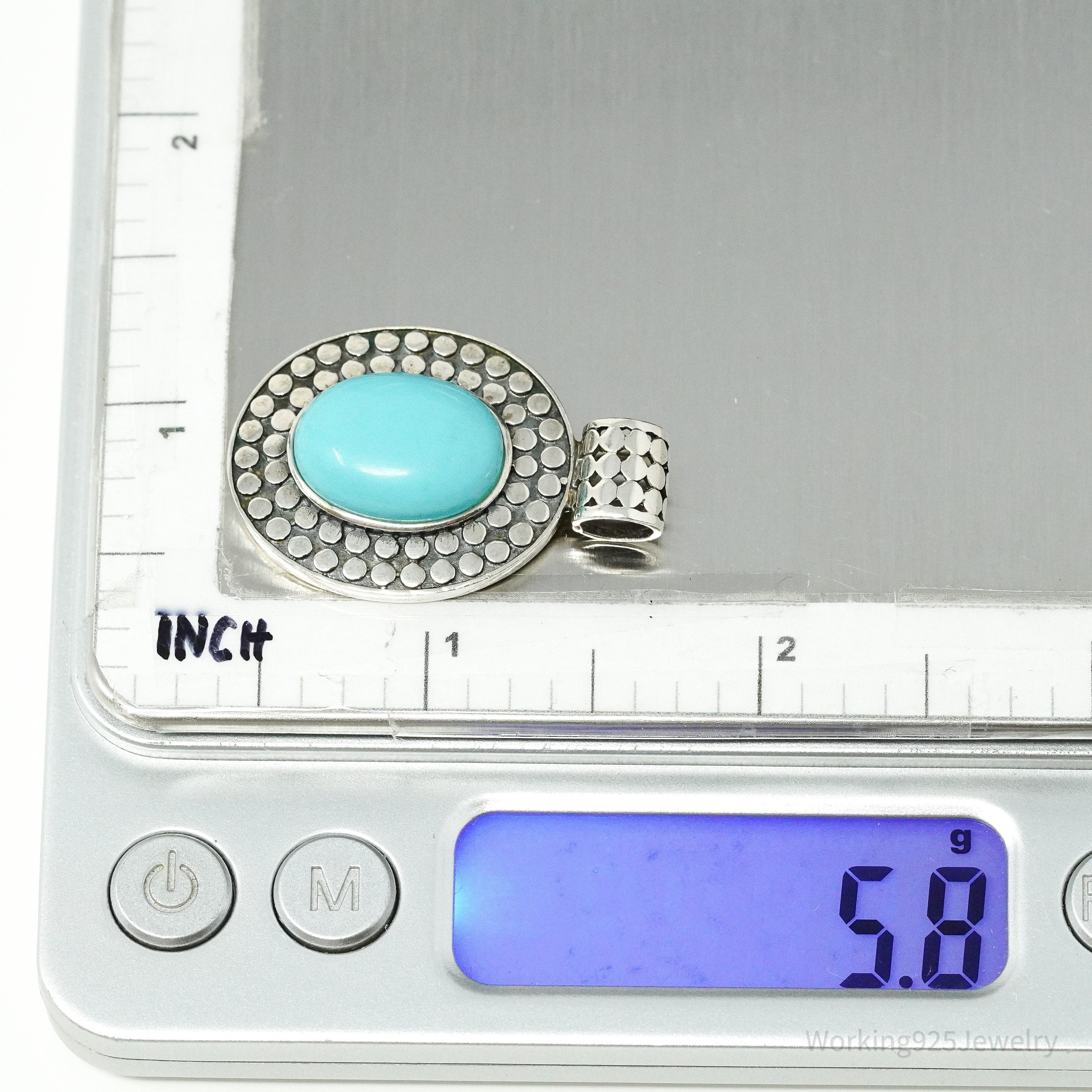 Vintage Blue Turquoise Sterling Silver Pendant