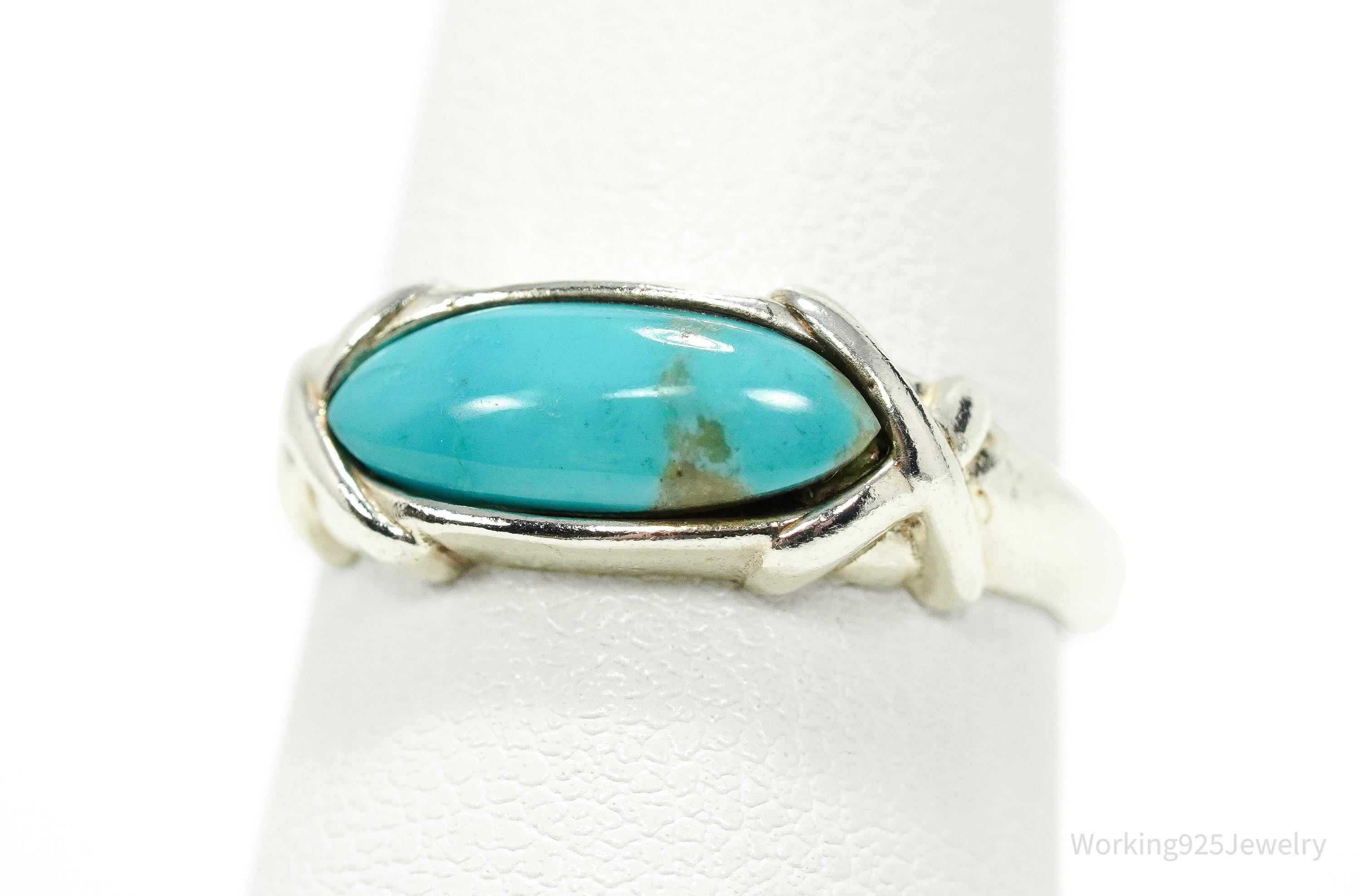 Vintage Native Designer Carolyn Pollack Turquoise Sterling Silver Ring - Size 7.25