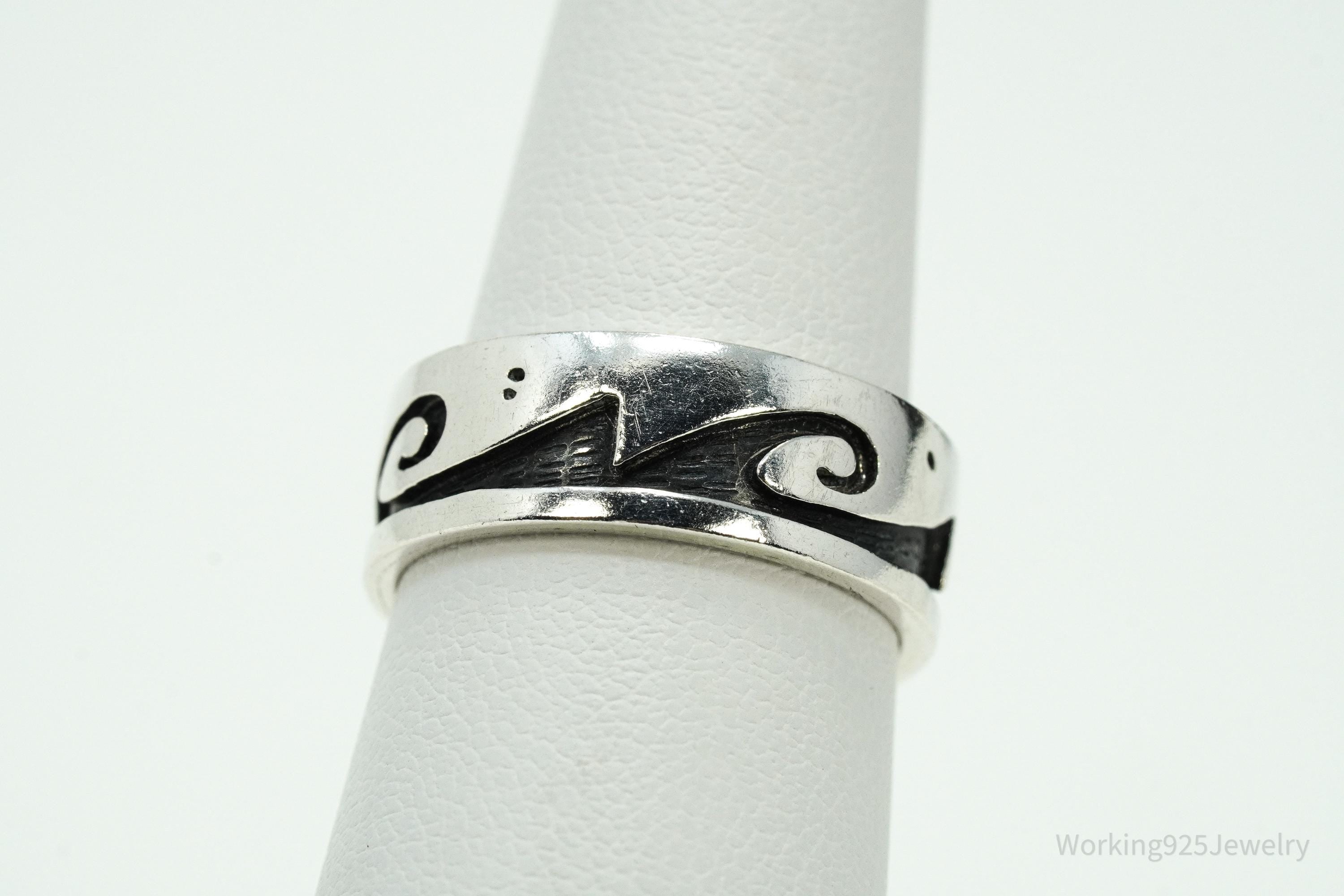 Vintage Native American Tribal Sterling Silver Band Ring - Size 6.5